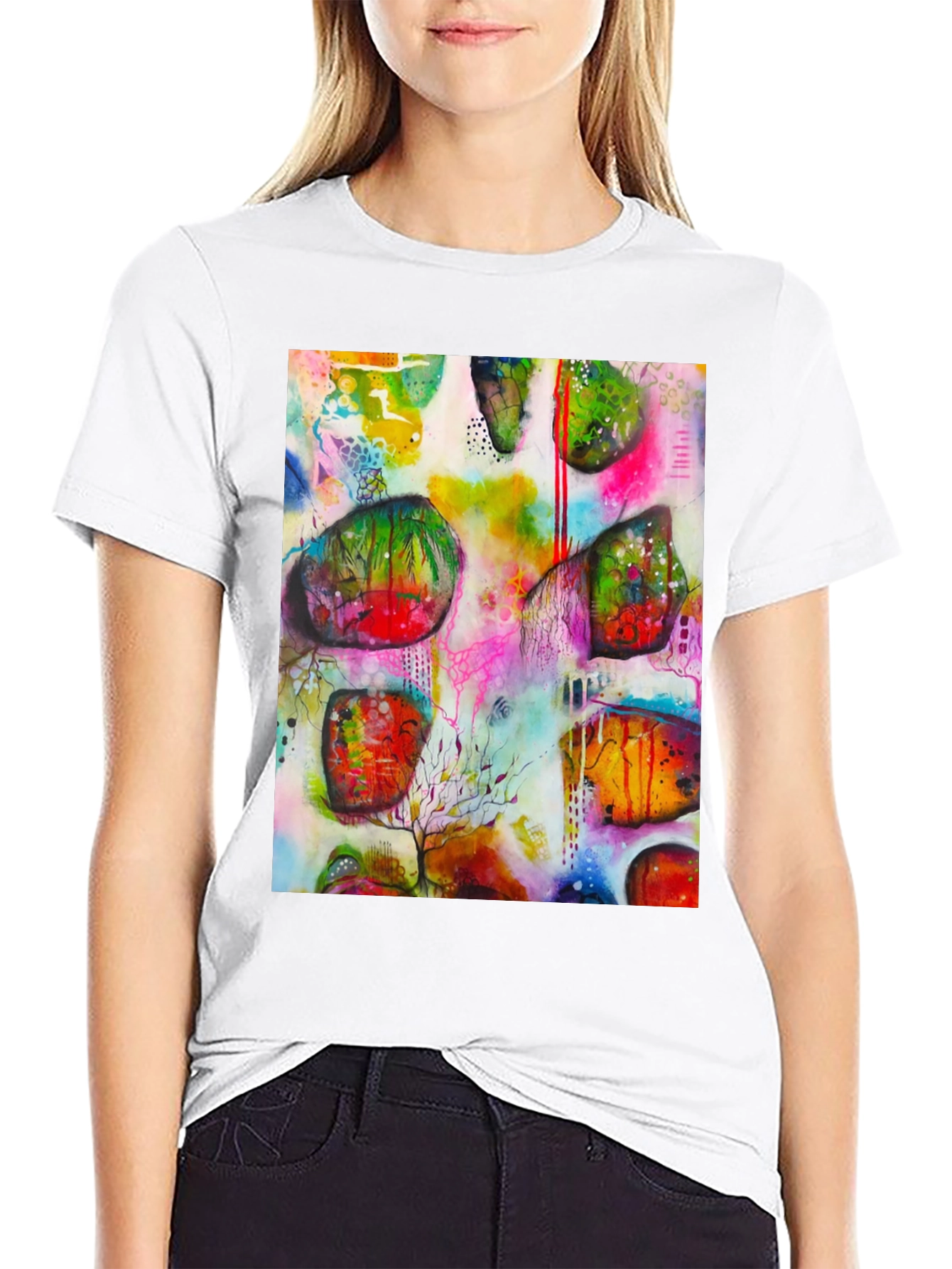 Black Abstract Art Print Men's Black T-Shirt view 9