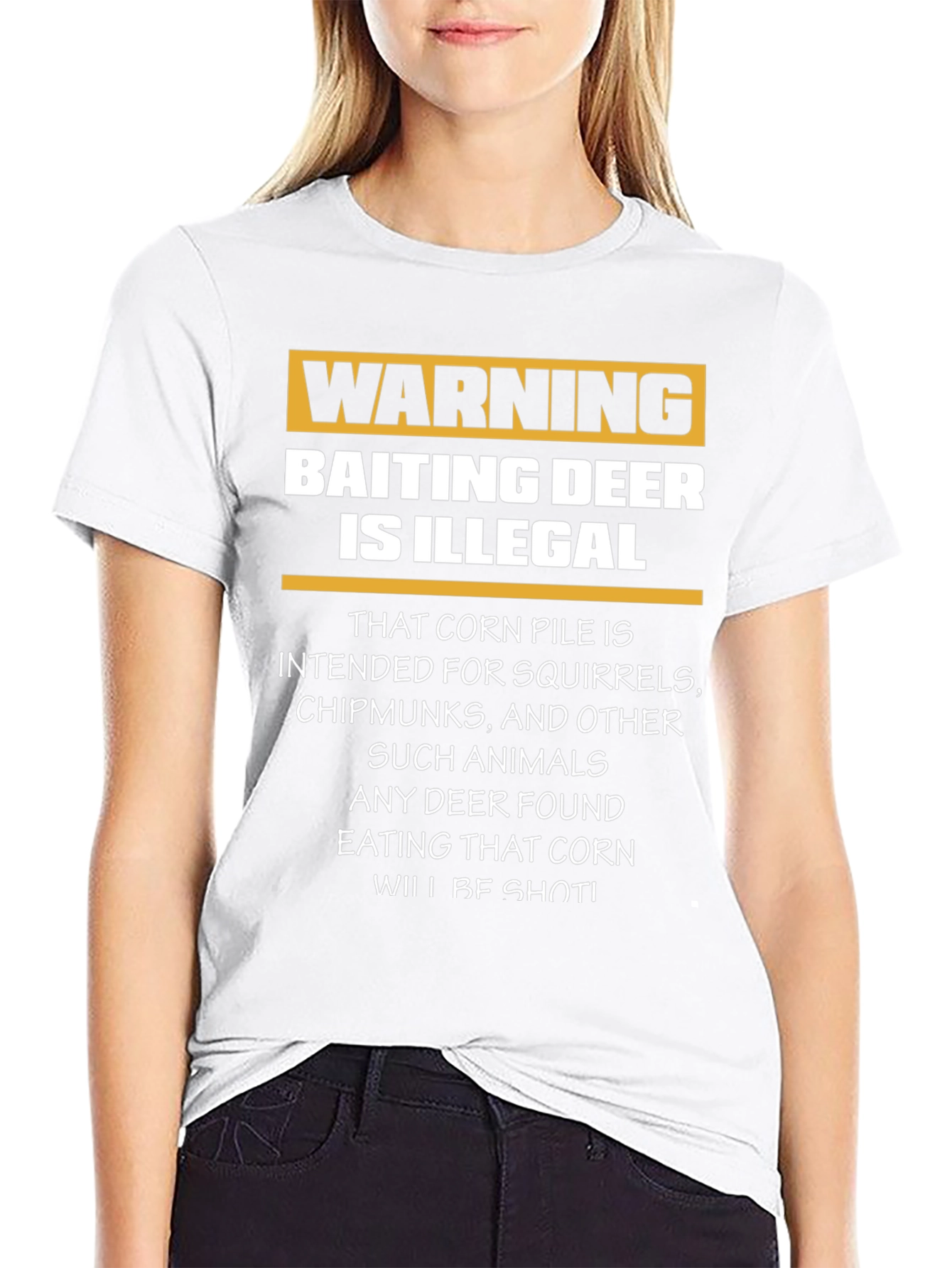 Black Warning Baiting Deer Illegal T-Shirt view 9