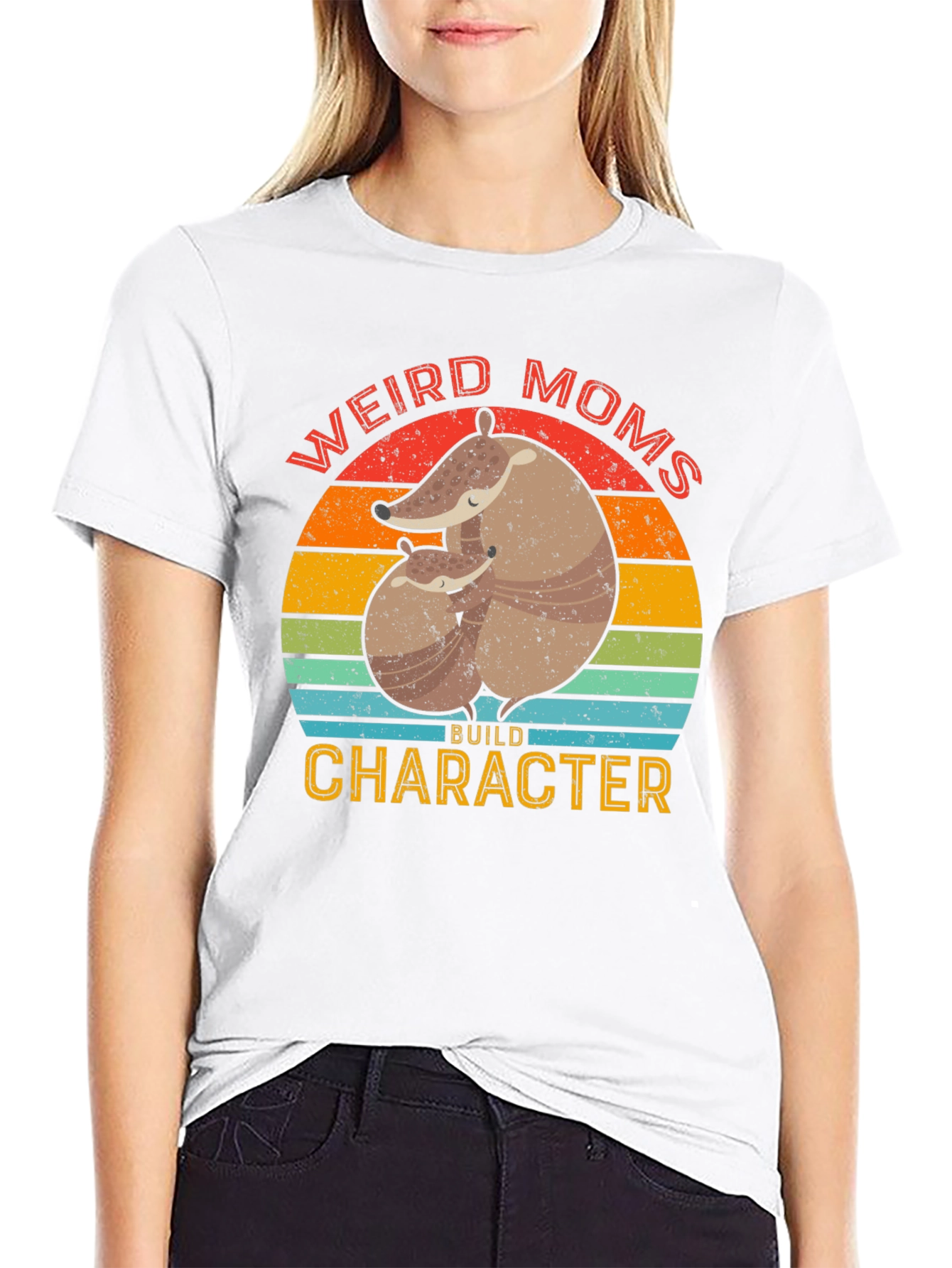 Black Weird Moms Build Character Armadillo T-Shirt view 9