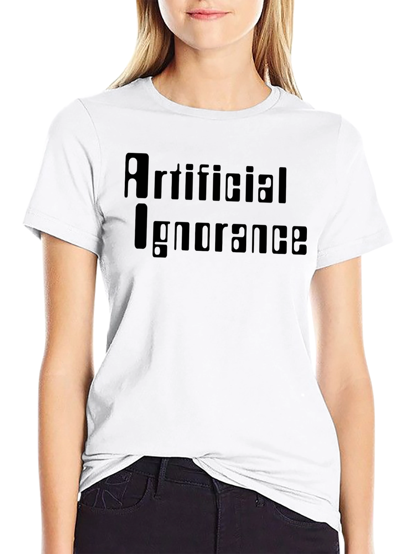 Black Artificial Ignorance Graphic Tee - Black Cotton T-Shirt view 9