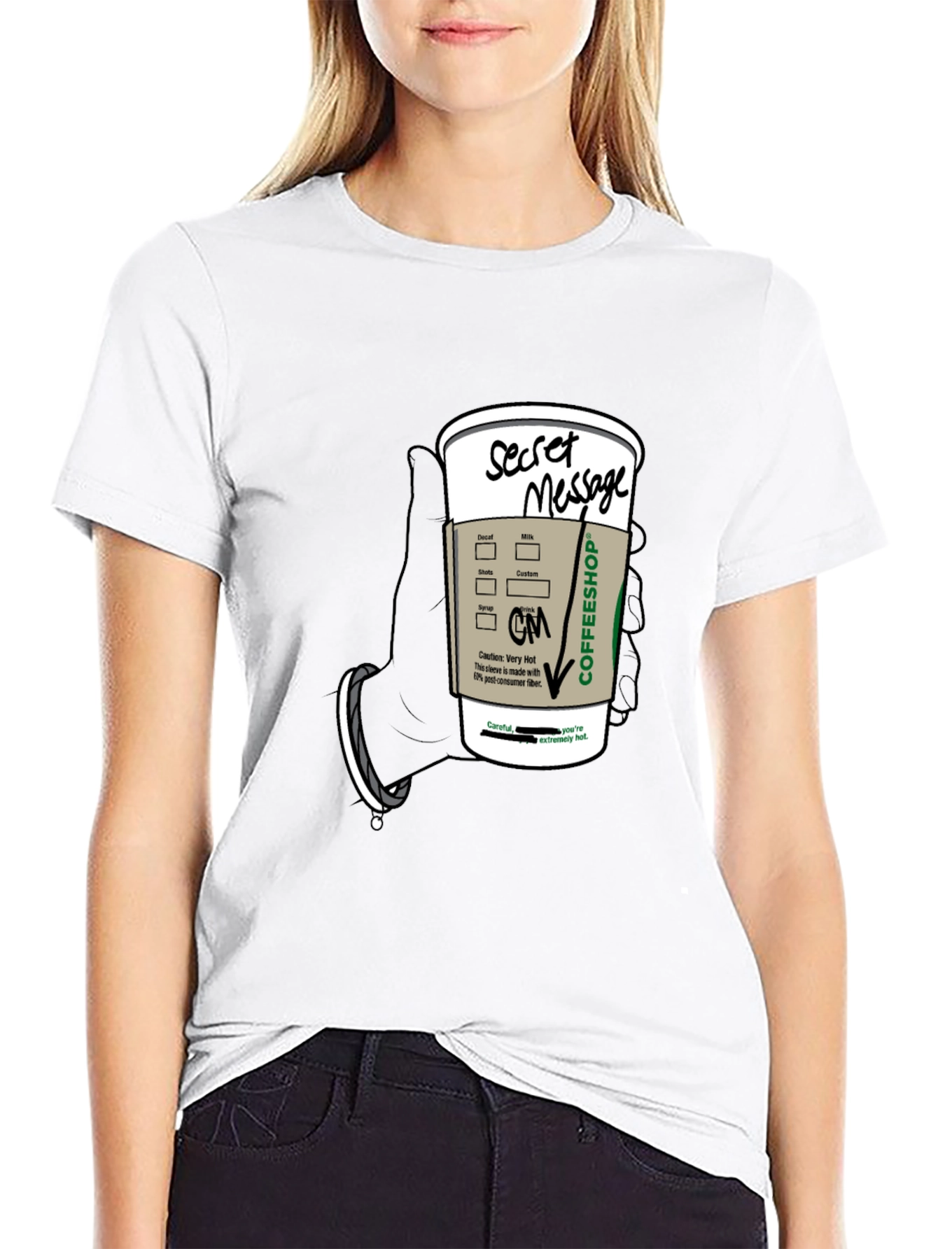 Black Coffee Secret Message T-Shirt - Fun Novelty Tee view 9