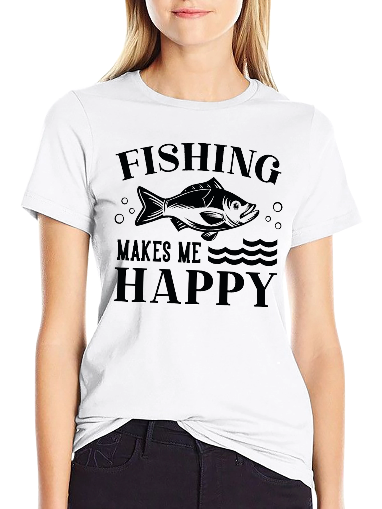 Black Fishing Makes Me Happy Graphic Tee view 9