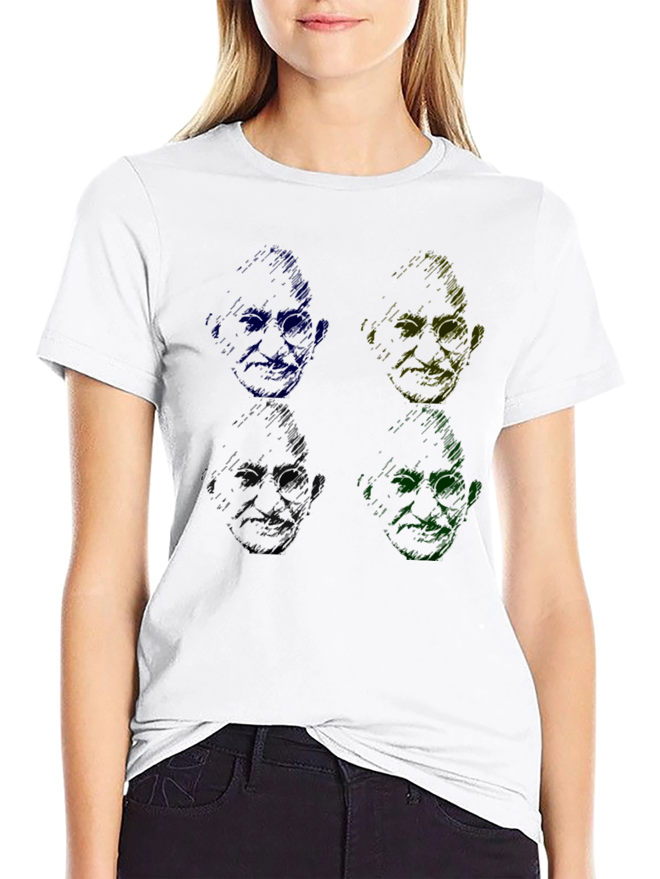 Black Pop Art Gandhi T-Shirt - Unique Scribble Design view 9