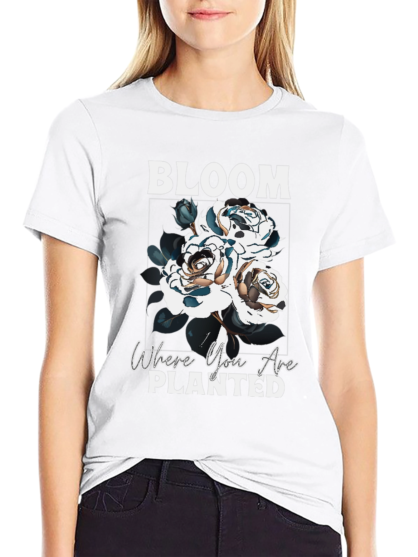 Black Bloom Where You Are Planted T-Shirt view 9