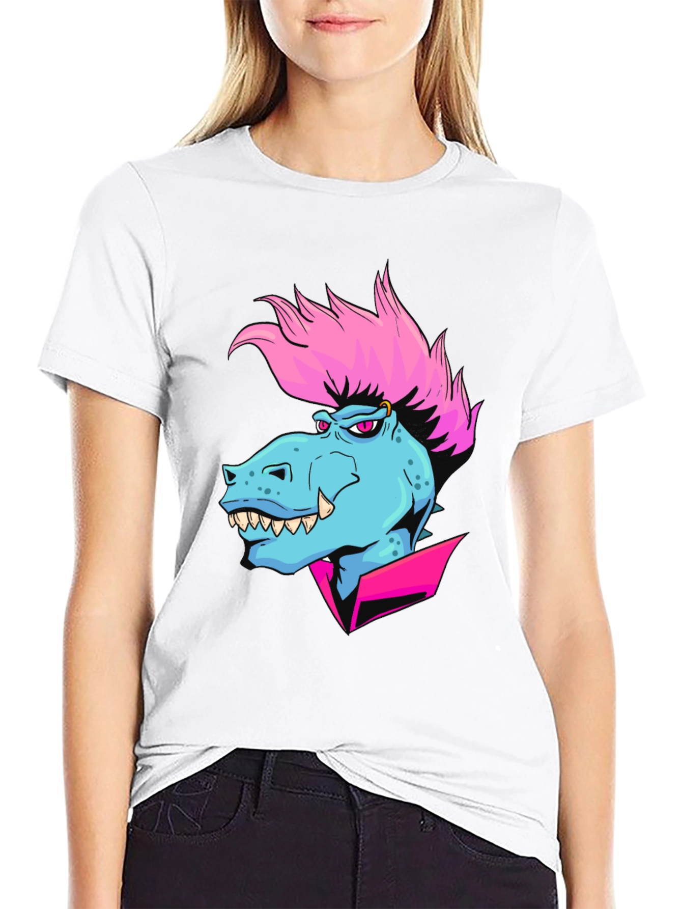 Black Cartoon Dinosaur Graphic T-Shirt view 9