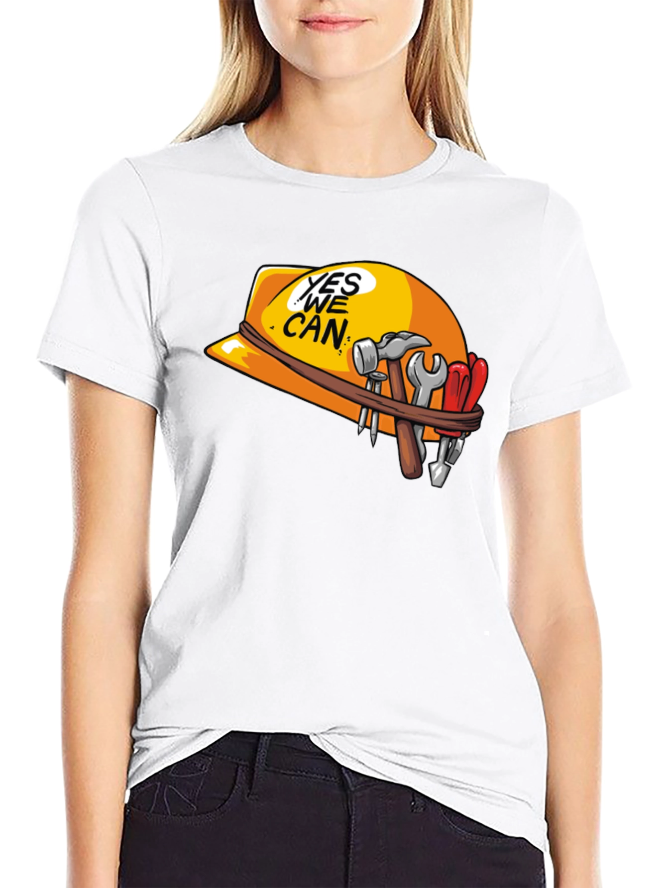 Black Yes We Can Construction T-Shirt view 9