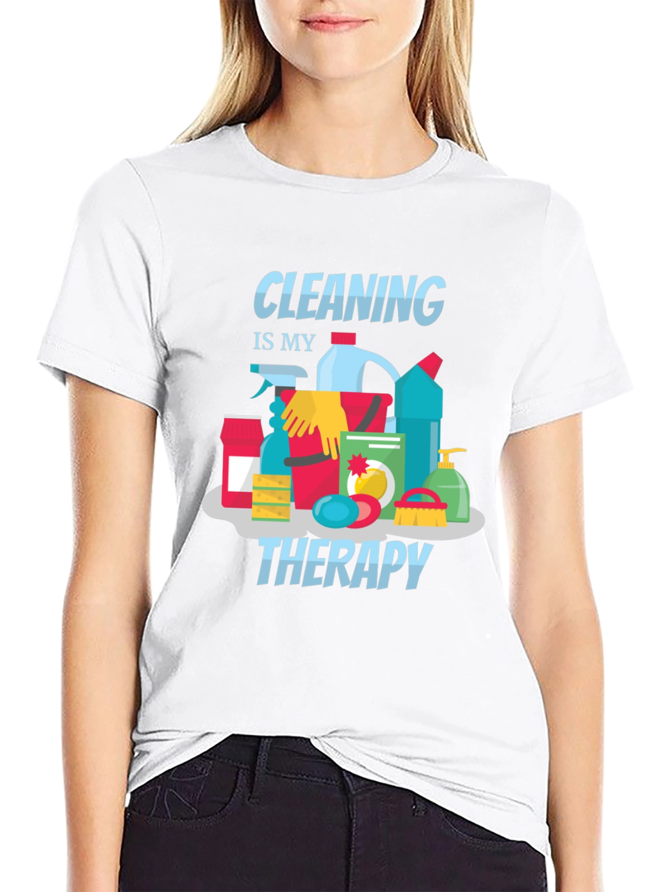 Black Cleaning is My Therapy Graphic Tee view 9