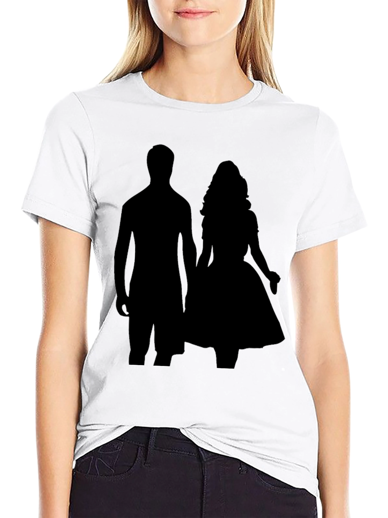 Black Silhouette Couple Black T-Shirt view 9