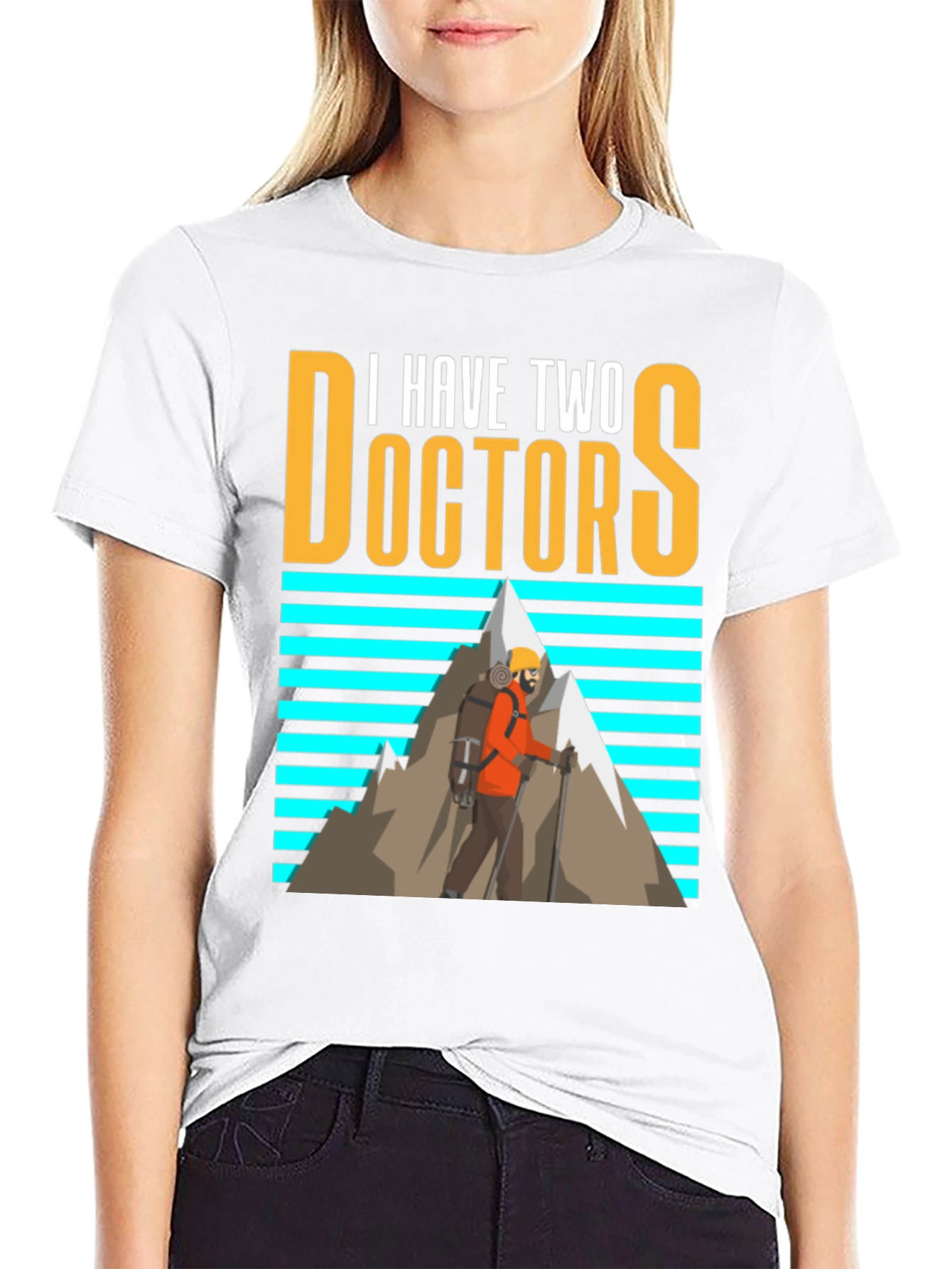 Black I Have Two Doctors Hiking T-Shirt - Funny Doctor Who Tee view 9