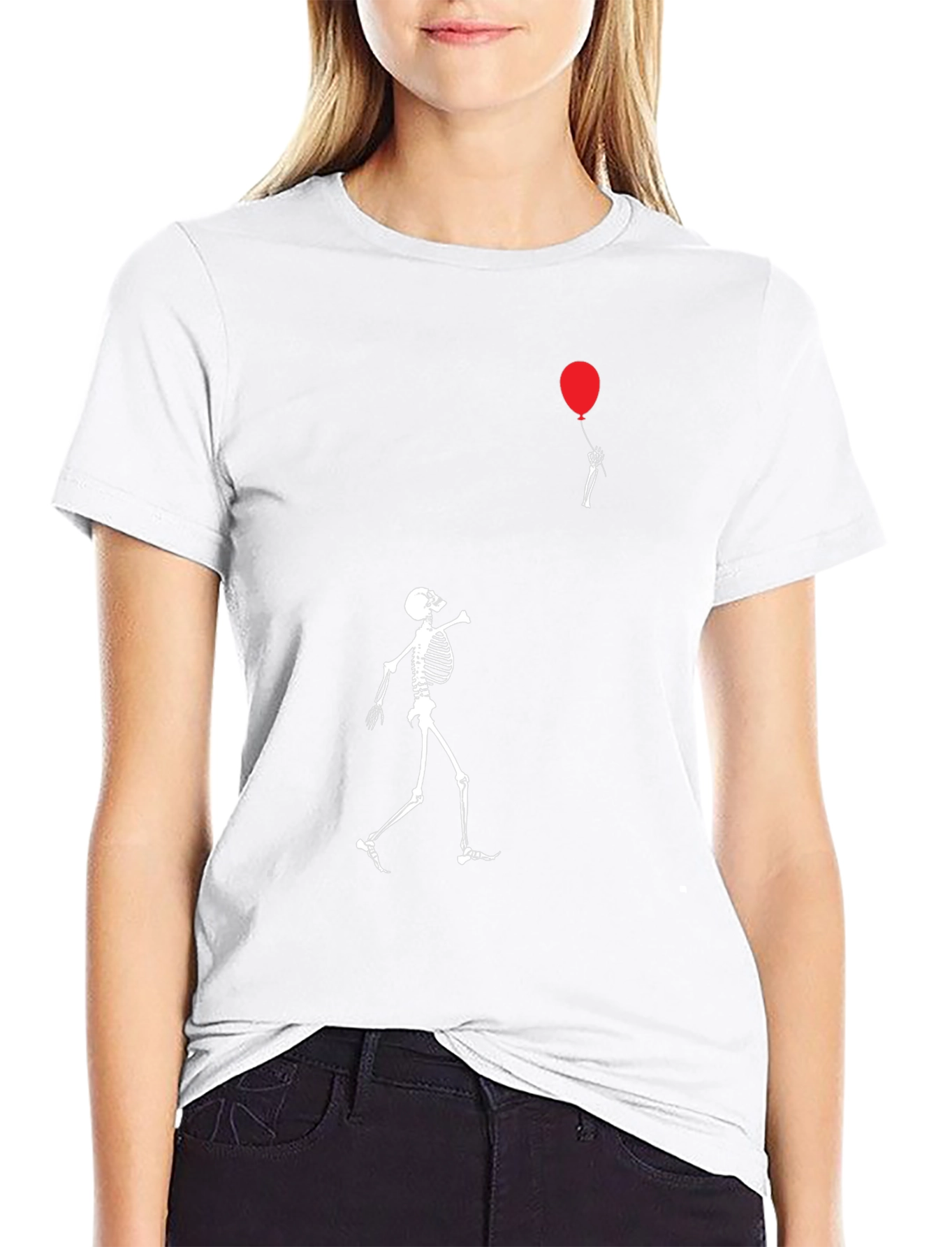Black Skeleton & Balloon Graphic Tee - Black view 9