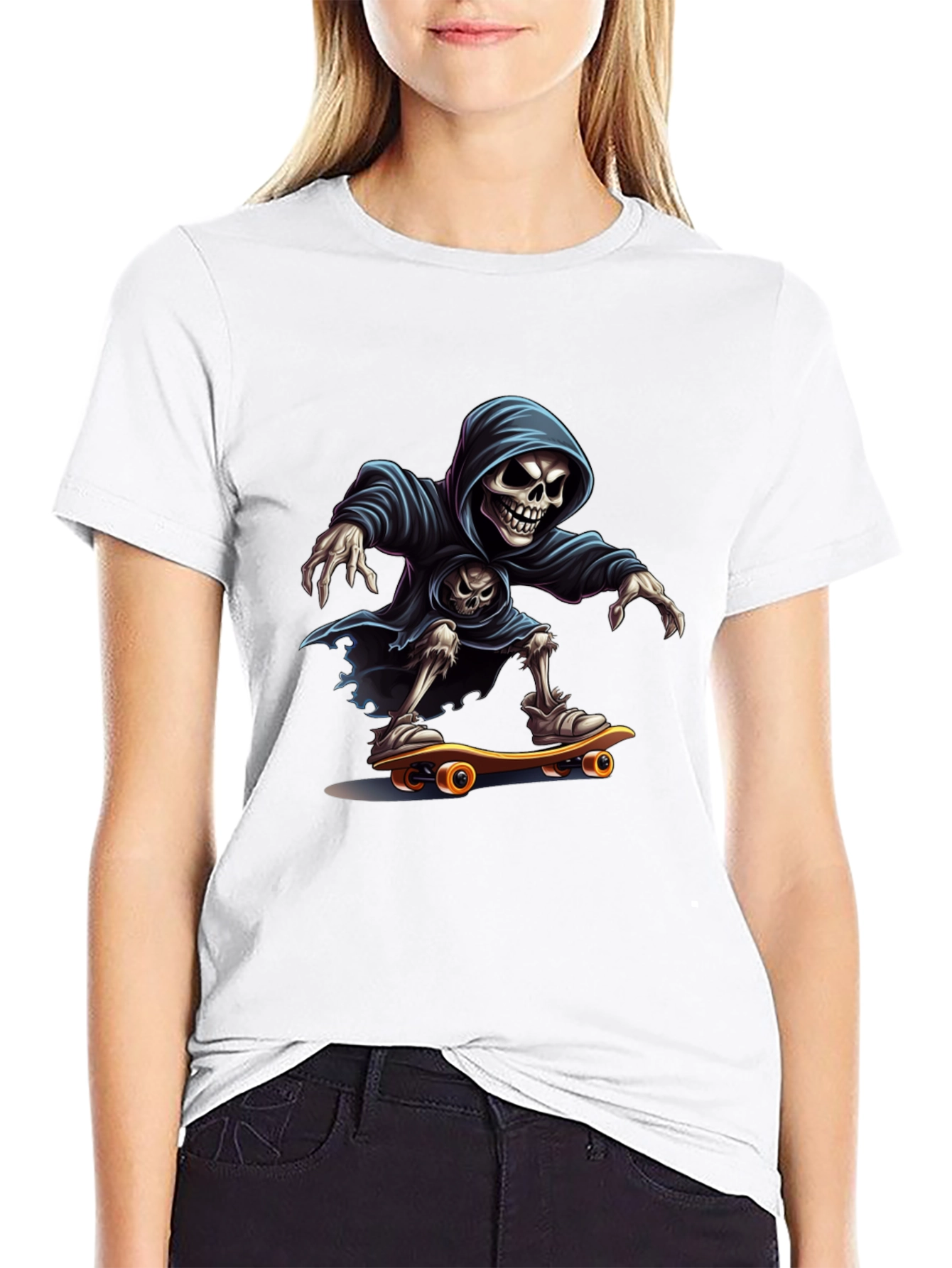 Black Skateboarding Grim Reaper Graphic Tee view 9