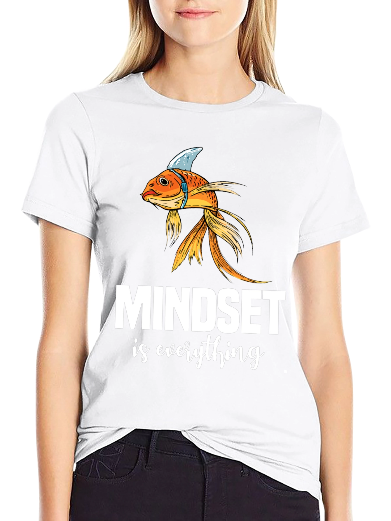 Black Mindset is Everything T-Shirt - Goldfish Shark Fin Tee view 9