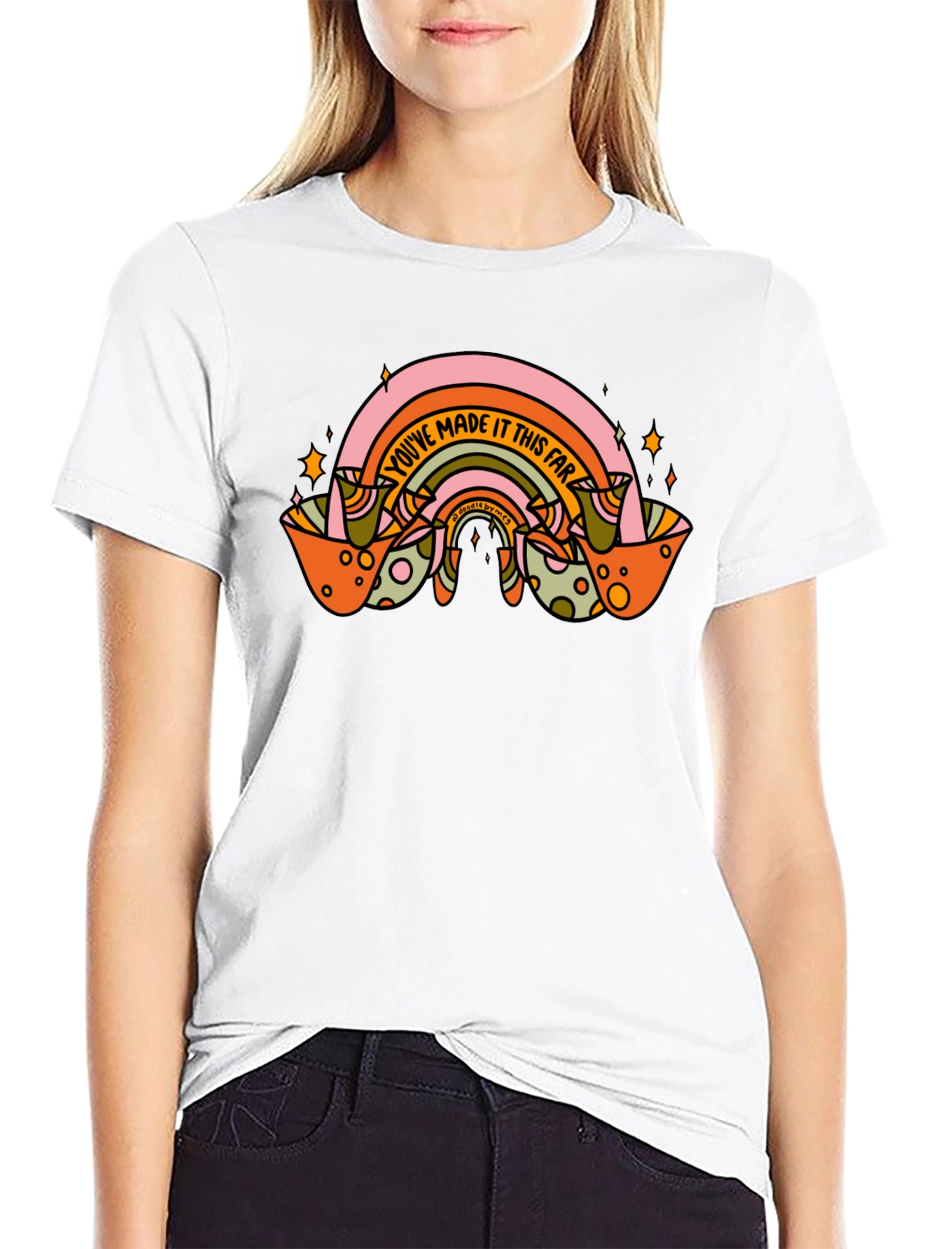 Black Retro Rainbow Graphic T-Shirt: You've Made It This Far view 9