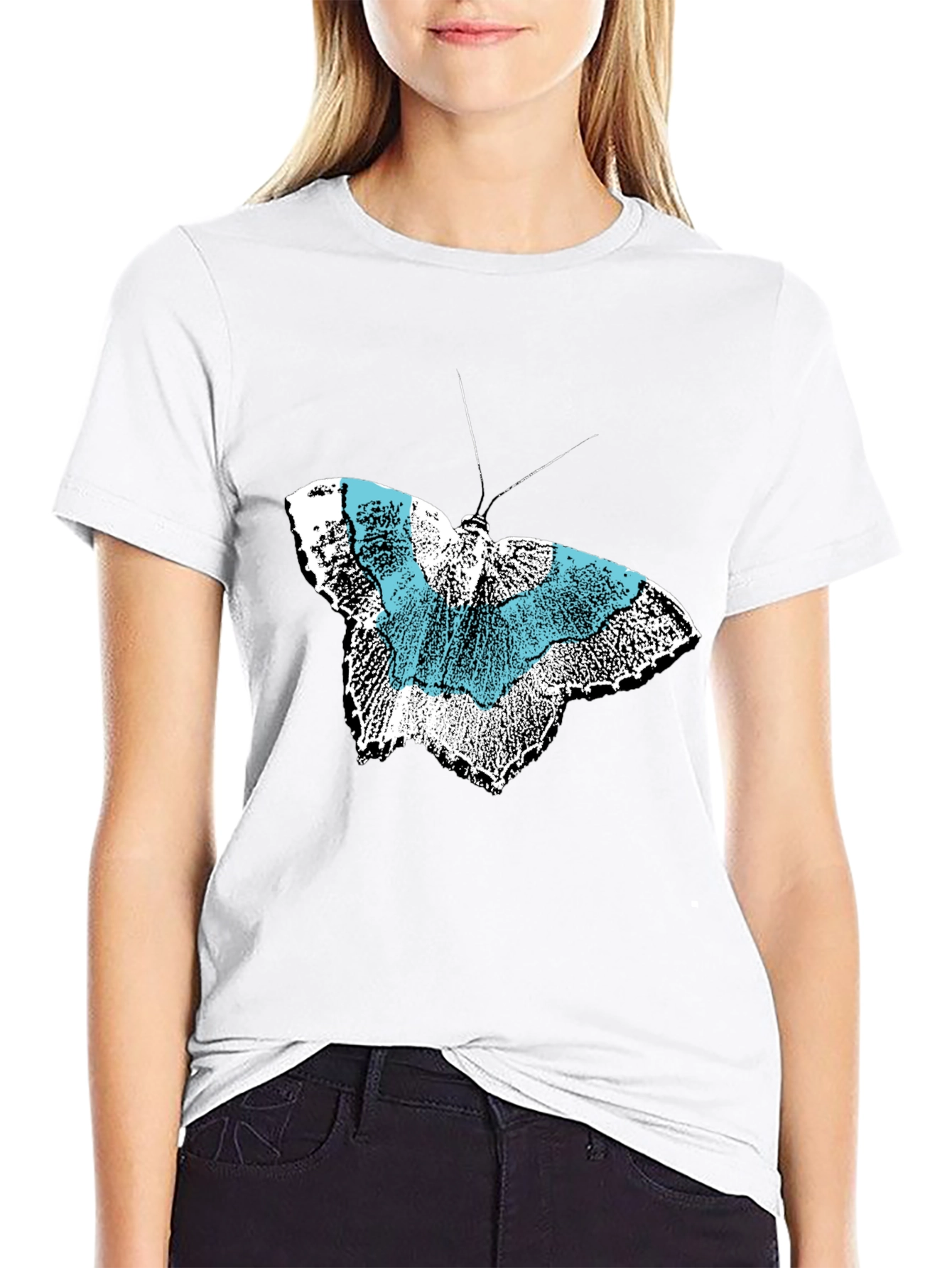 Black Butterfly Graphic Black T-Shirt view 9