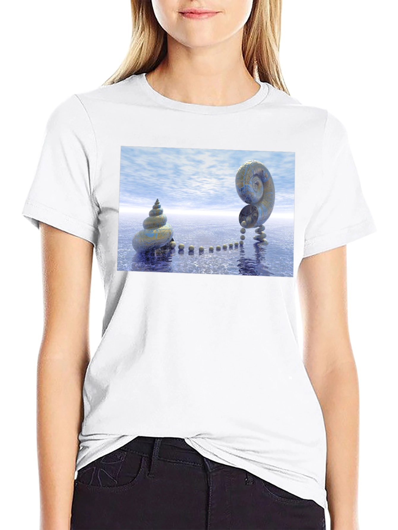 Black Spiral Shell Island T-Shirt view 9