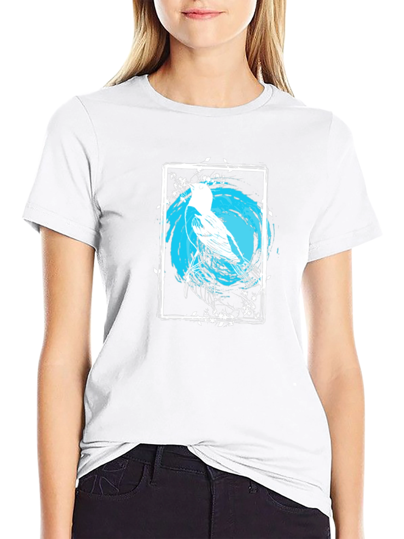 Black Bird Art Graphic Print Black Tee view 9