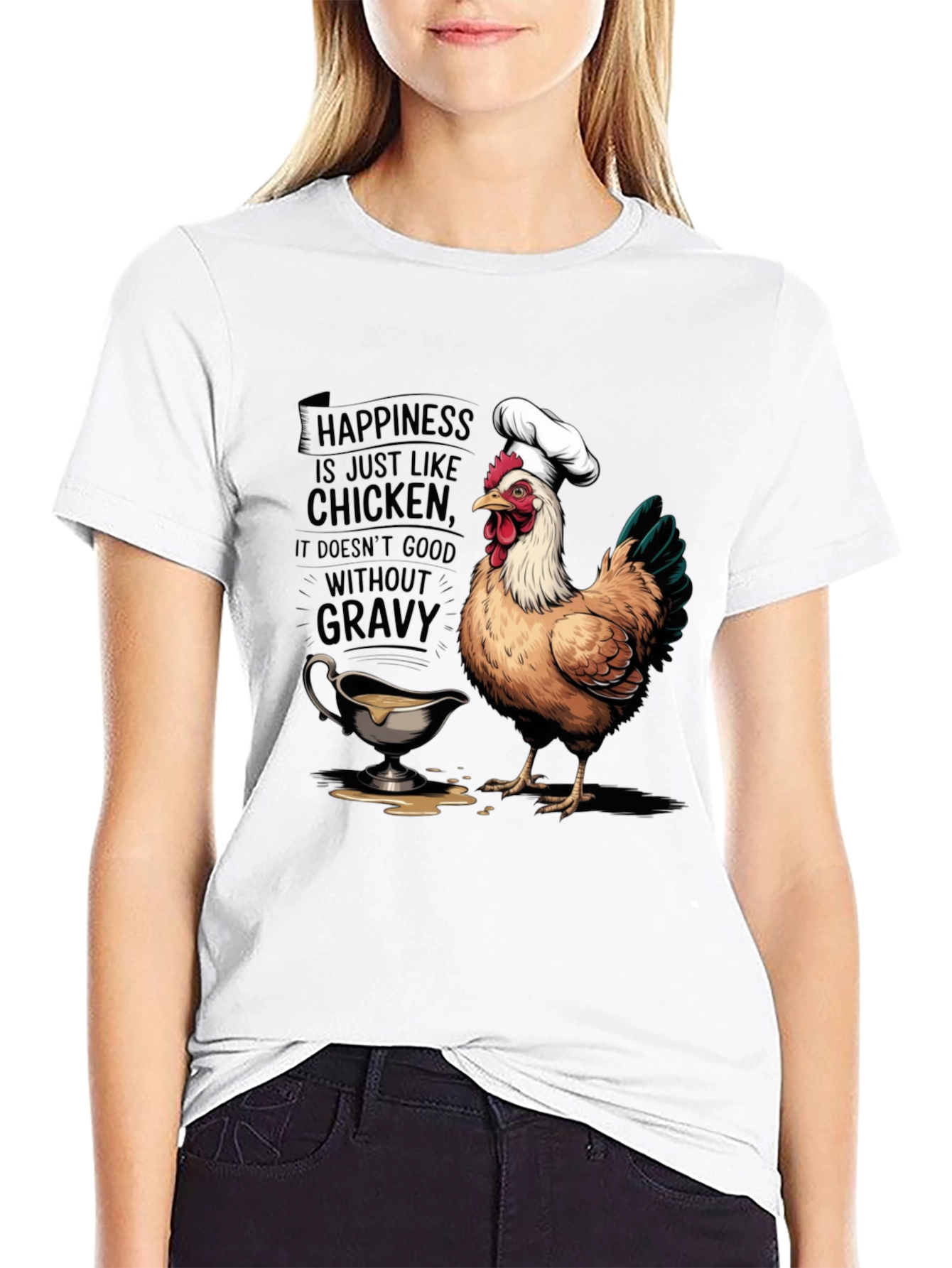 Black Chicken & Gravy T-Shirt: Happiness Recipe view 9