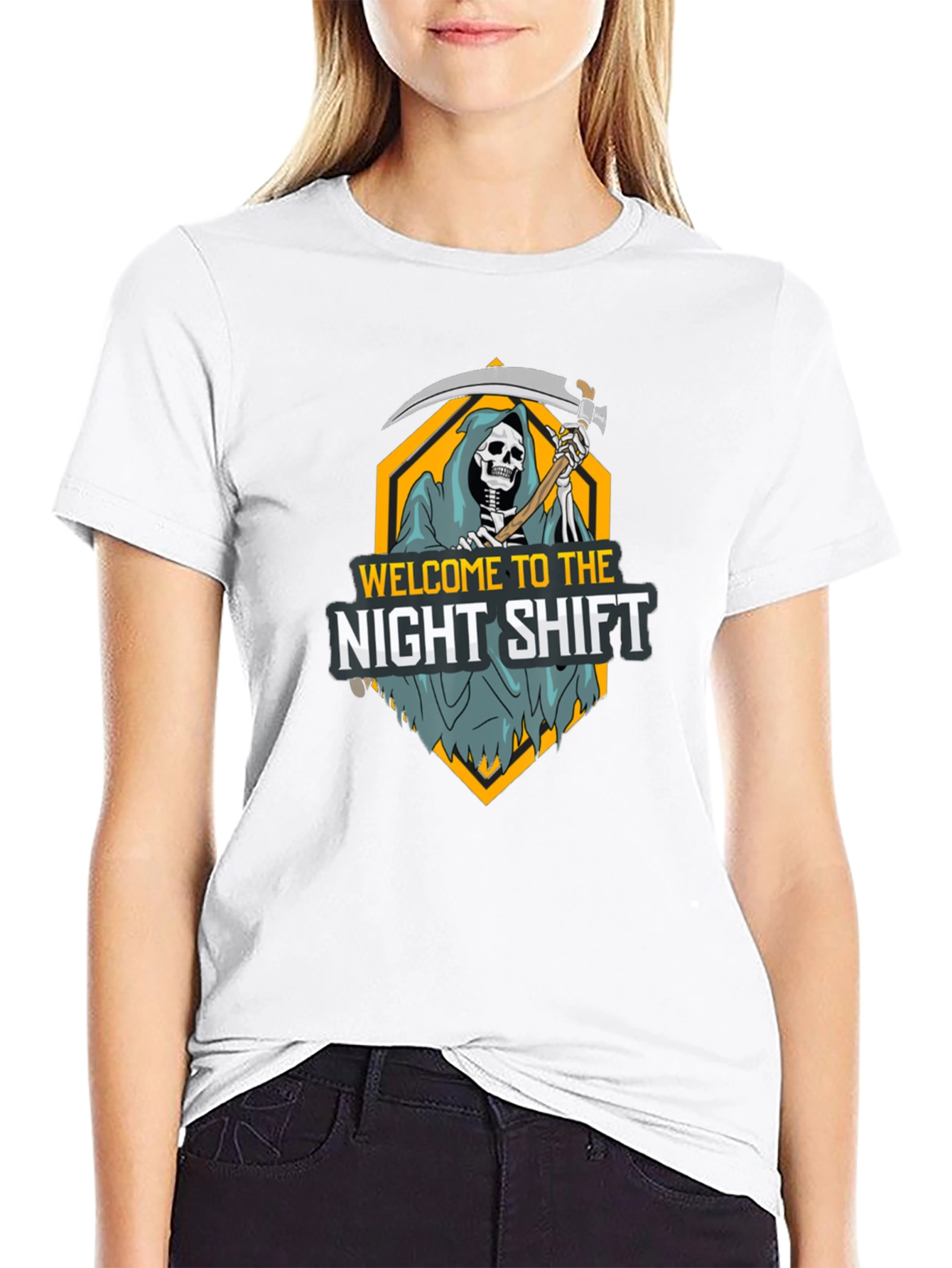 Black Night Shift Reaper Graphic T-Shirt view 9