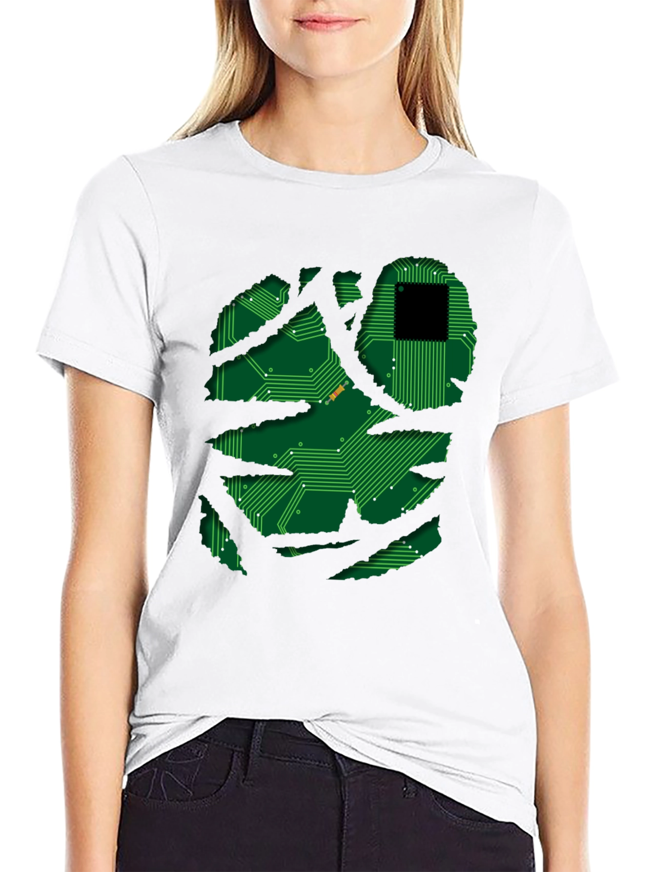 Black Tech Circuit Graphic T-Shirt view 9