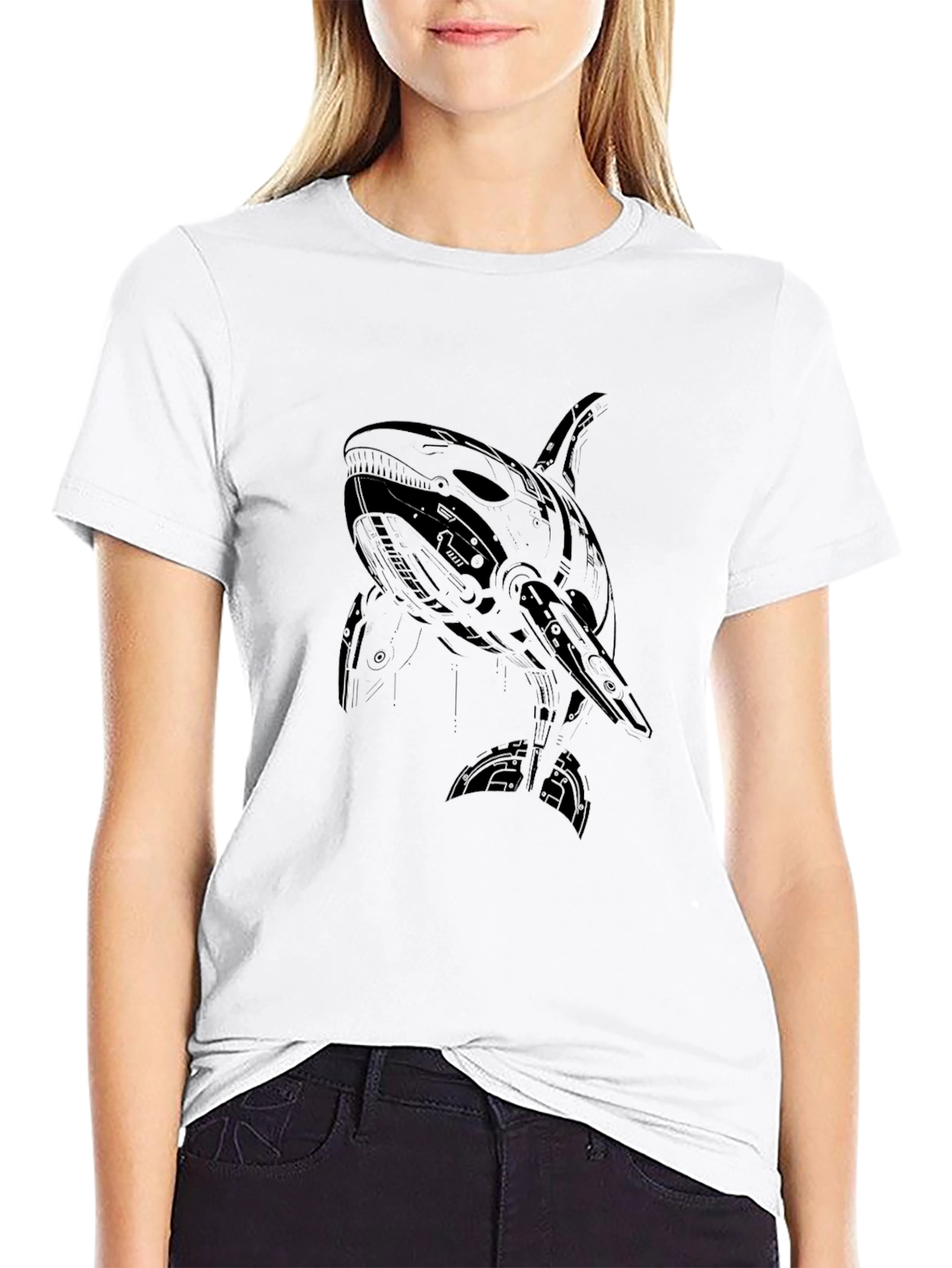 Black Cyberpunk Orca Graphic Tee - Black view 9