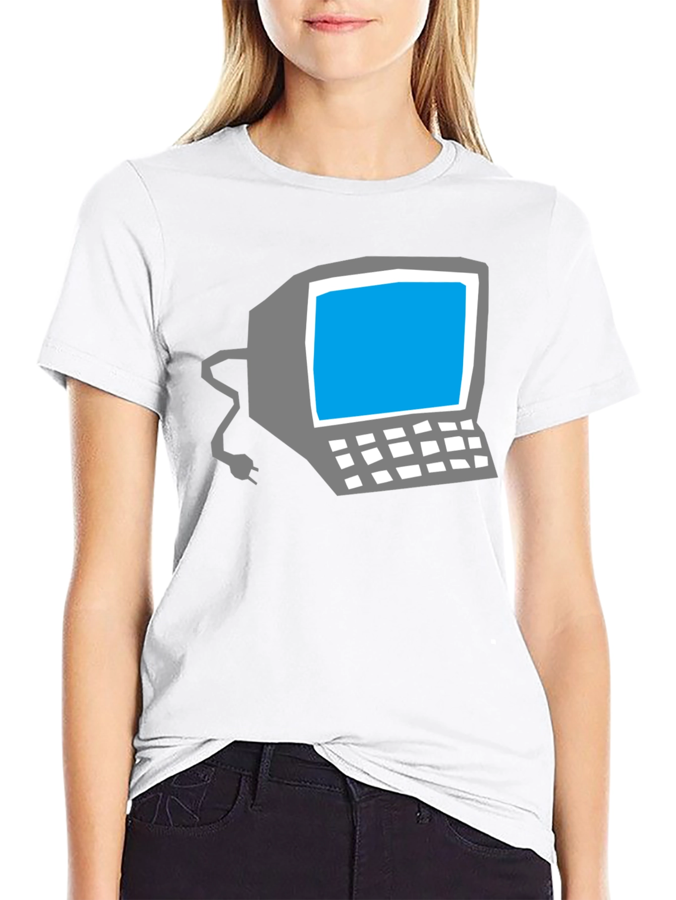 Black Retro Computer Graphic Tee - Classic Geek Style view 9