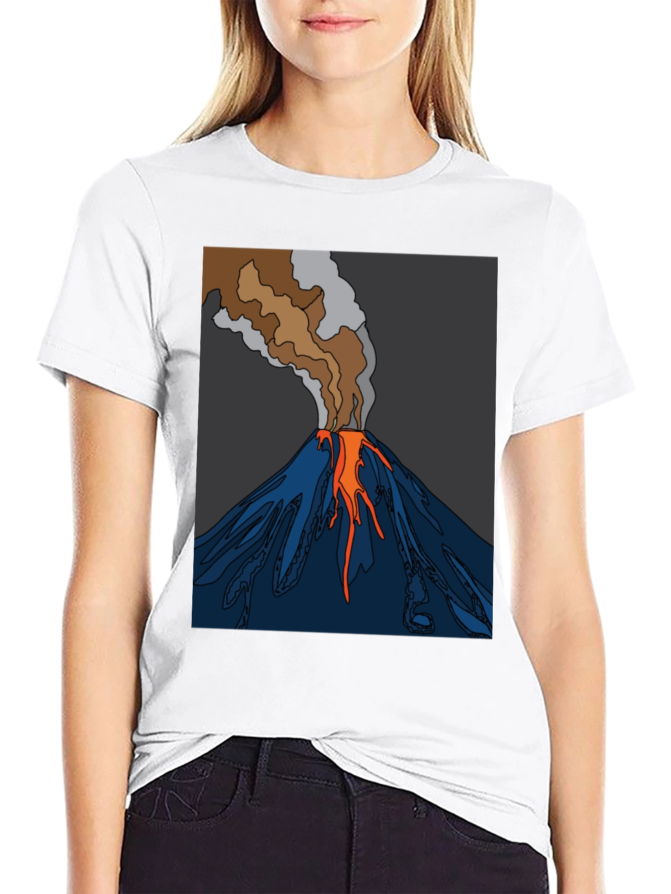 Black Volcano Graphic T-Shirt - Black Crew Neck Tee view 9