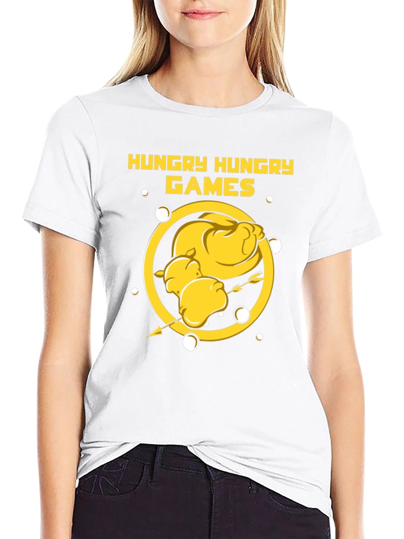 Black Hungry Hungry Games T-Shirt - Funny Foodie Tee view 9