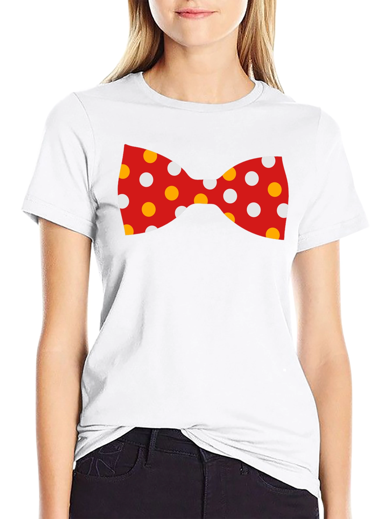 Fun Bow Tie Graphic Tee - Black Cotton Blend - 9