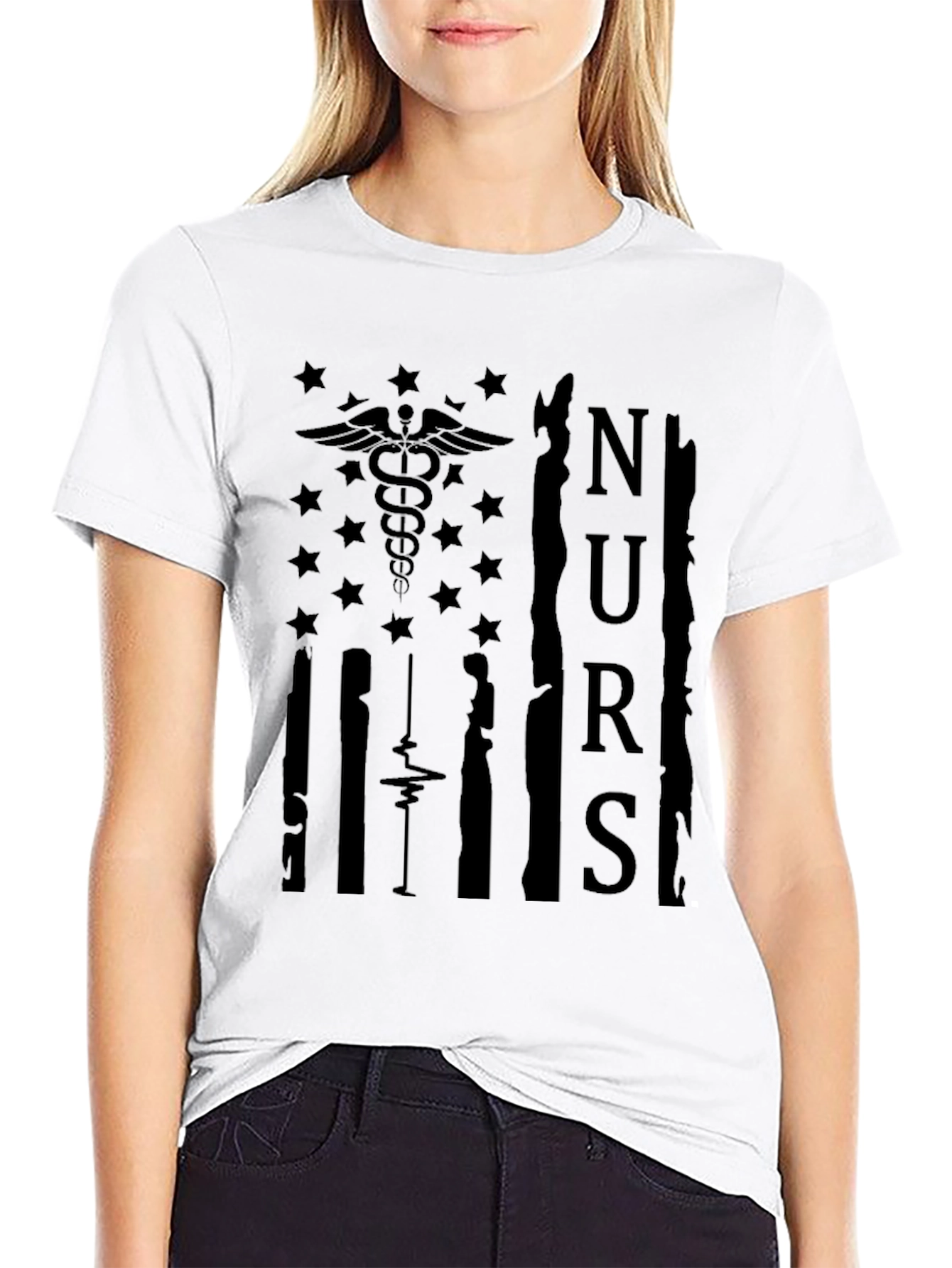 Black Nurse Flag Graphic Tee - Black view 9