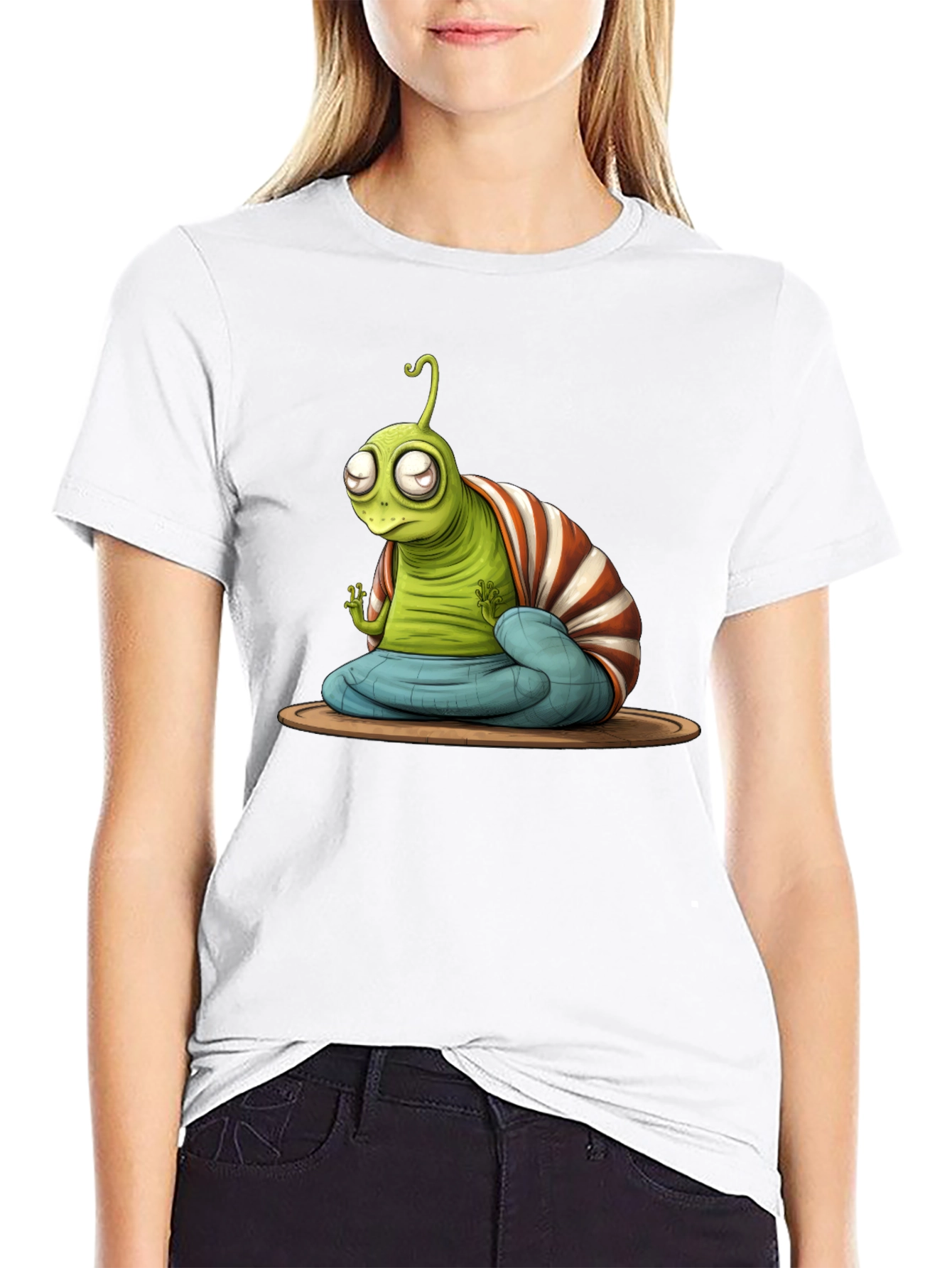 Black Zen Alien T-Shirt - Meditating ET Graphic Tee view 9