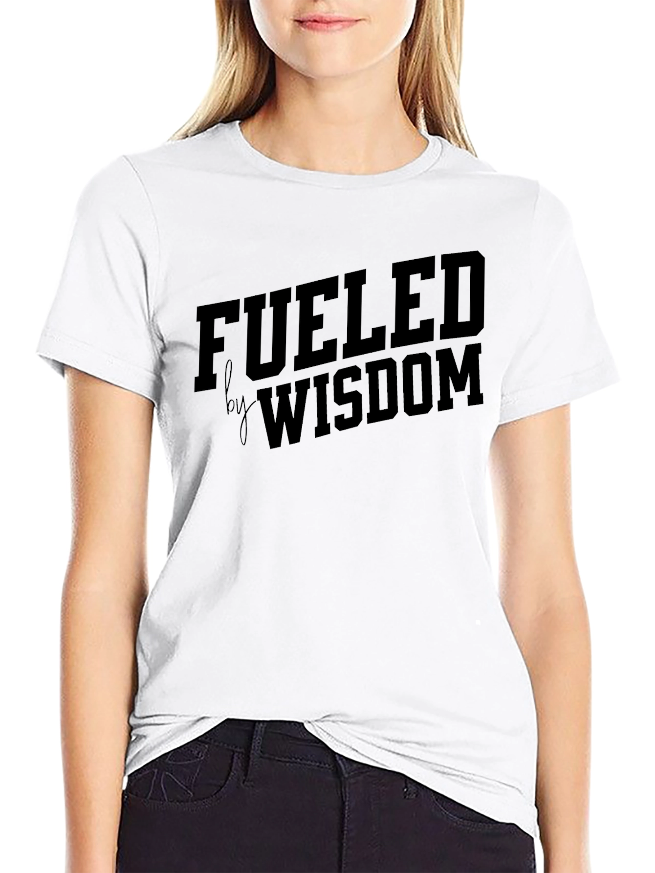 Black Fueled by Wisdom Black Graphic T-Shirt view 9