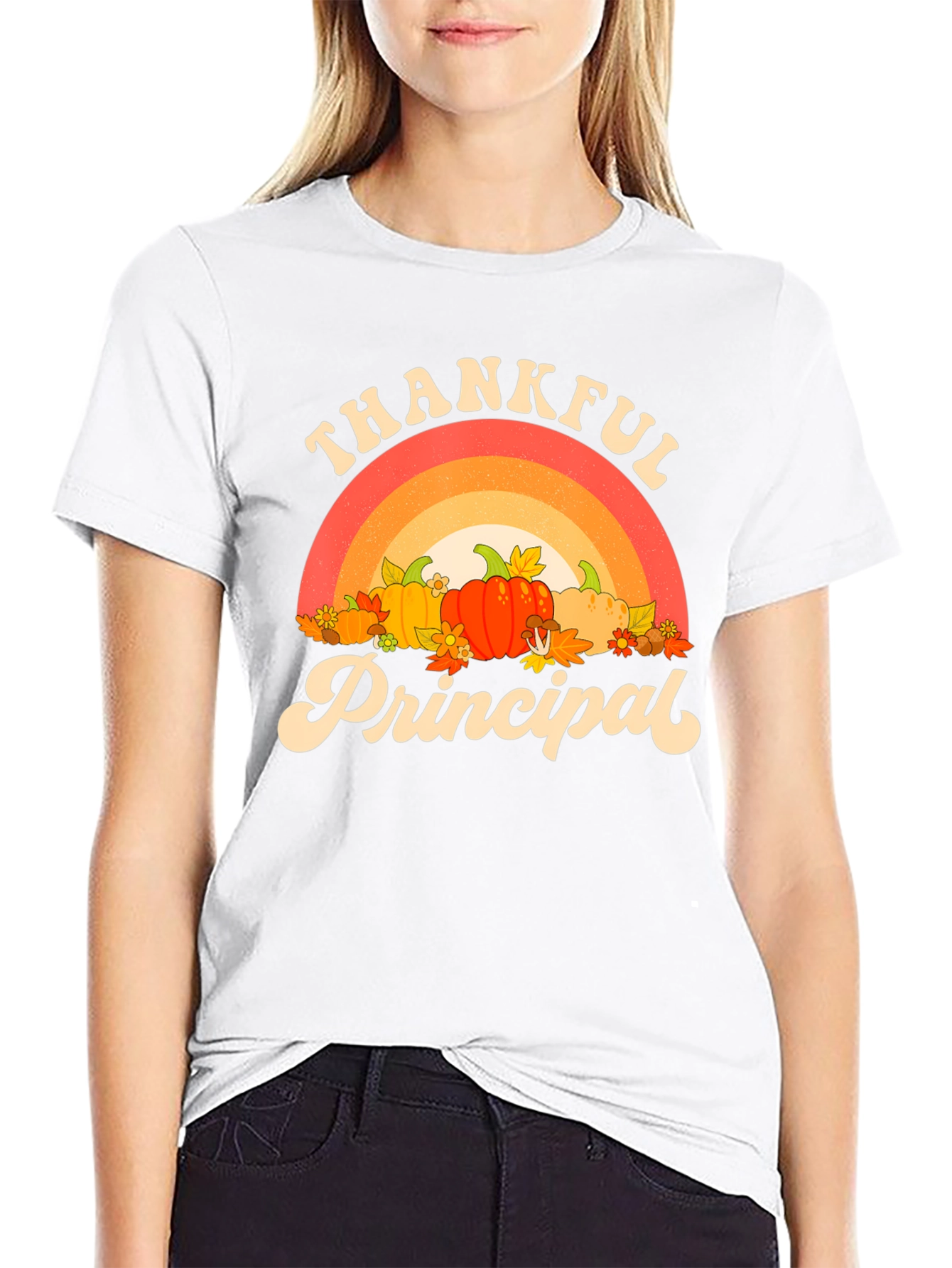 Black Thankful Principal T-Shirt, Fall Theme view 9