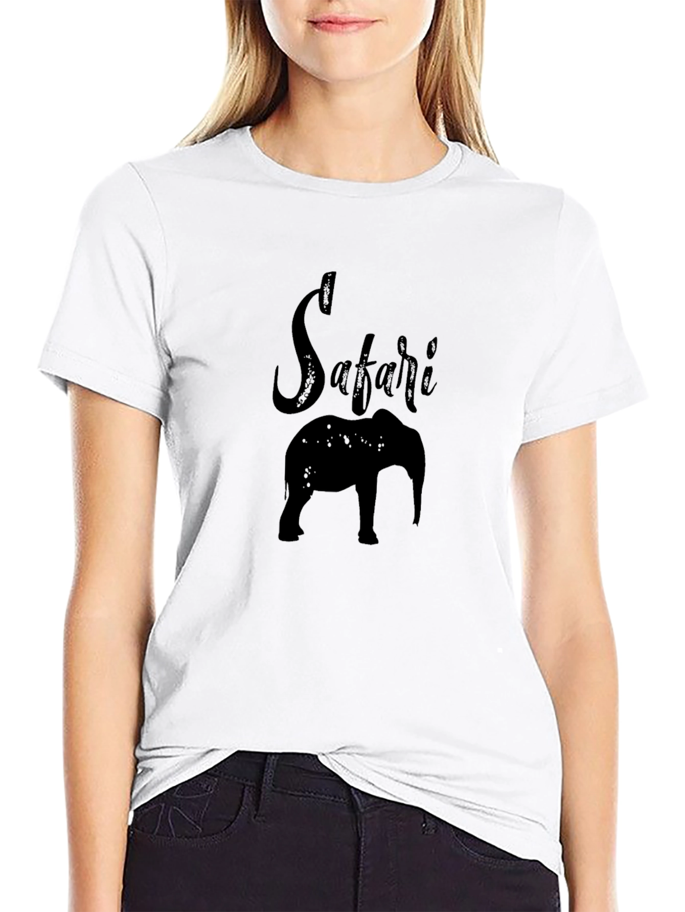Black Safari Elephant Graphic Black T-Shirt view 9
