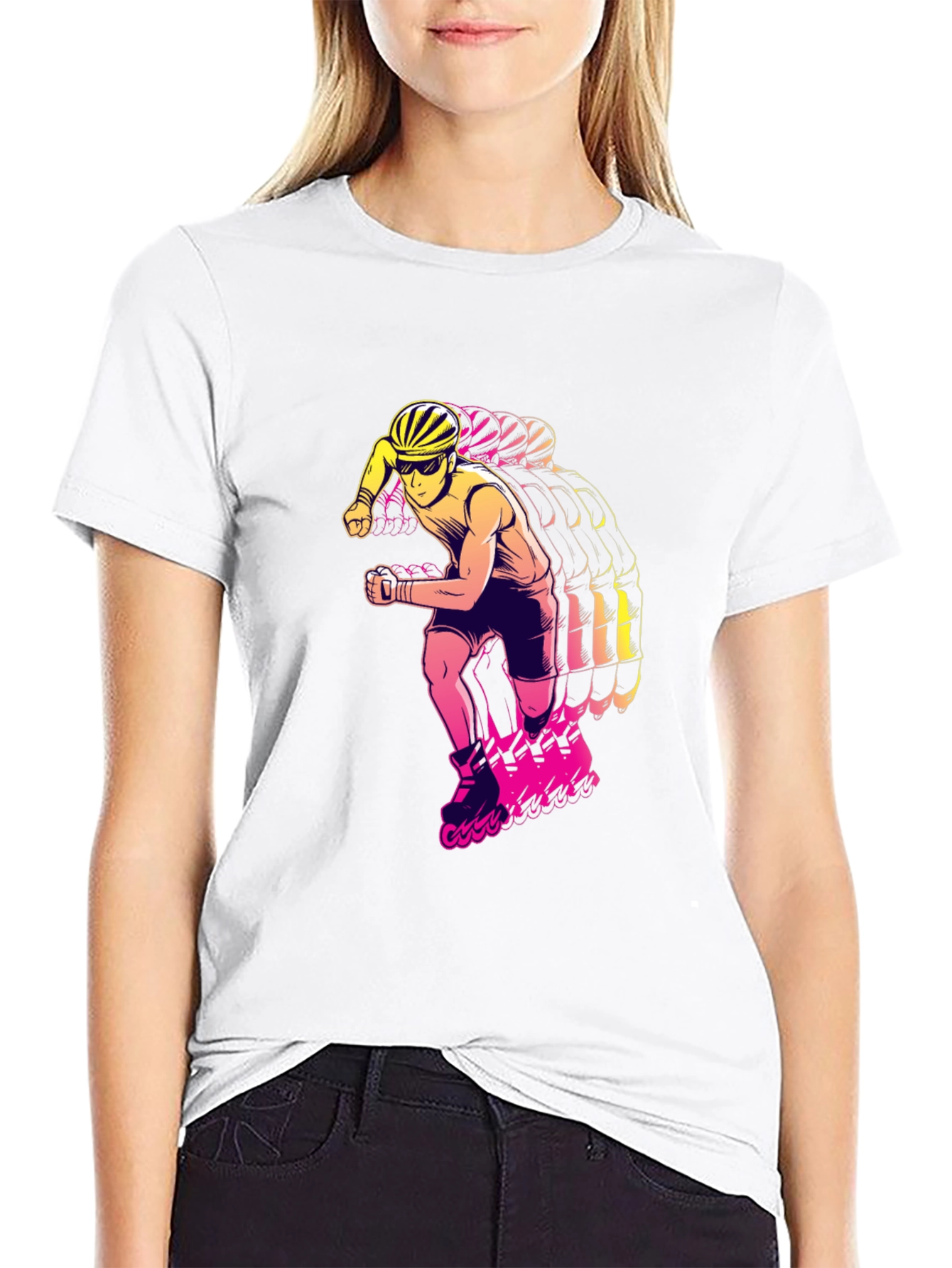 Black Roller Skate T-Shirt - Retro Style view 9