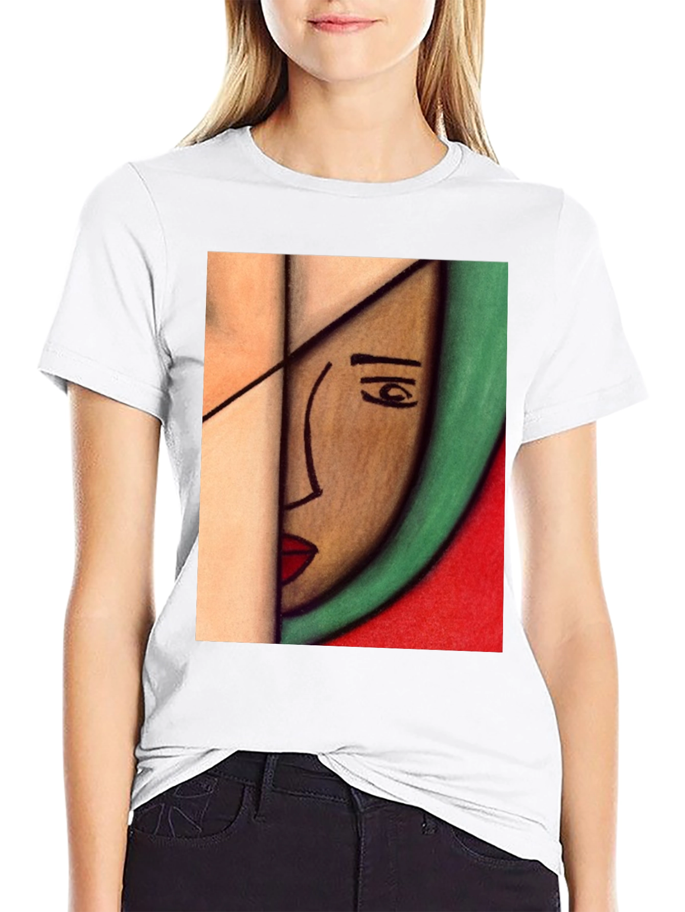 Black Abstract Art Face T-Shirt view 9