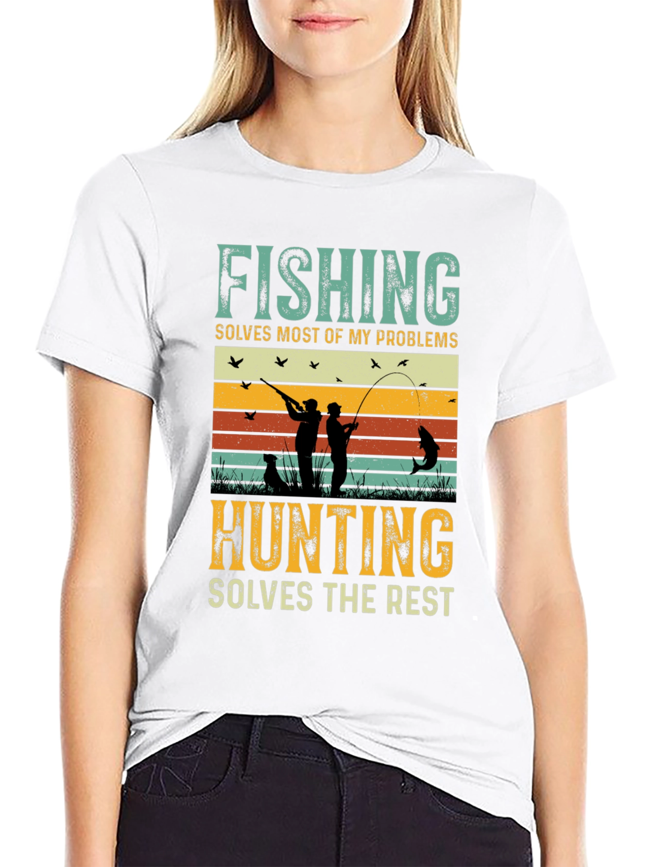 Black Fishing and Hunting Graphic Tee view 9