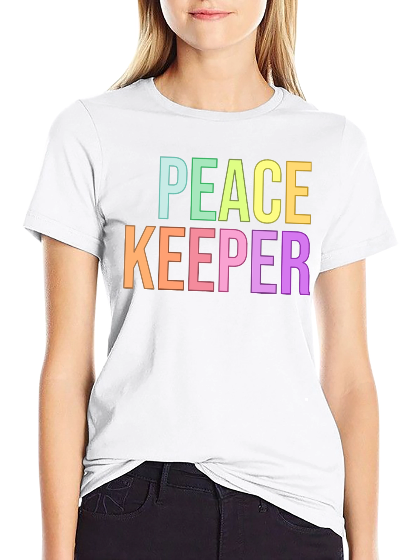 Black Peace Keeper Colorful Graphic Tee - Black Shirt view 9