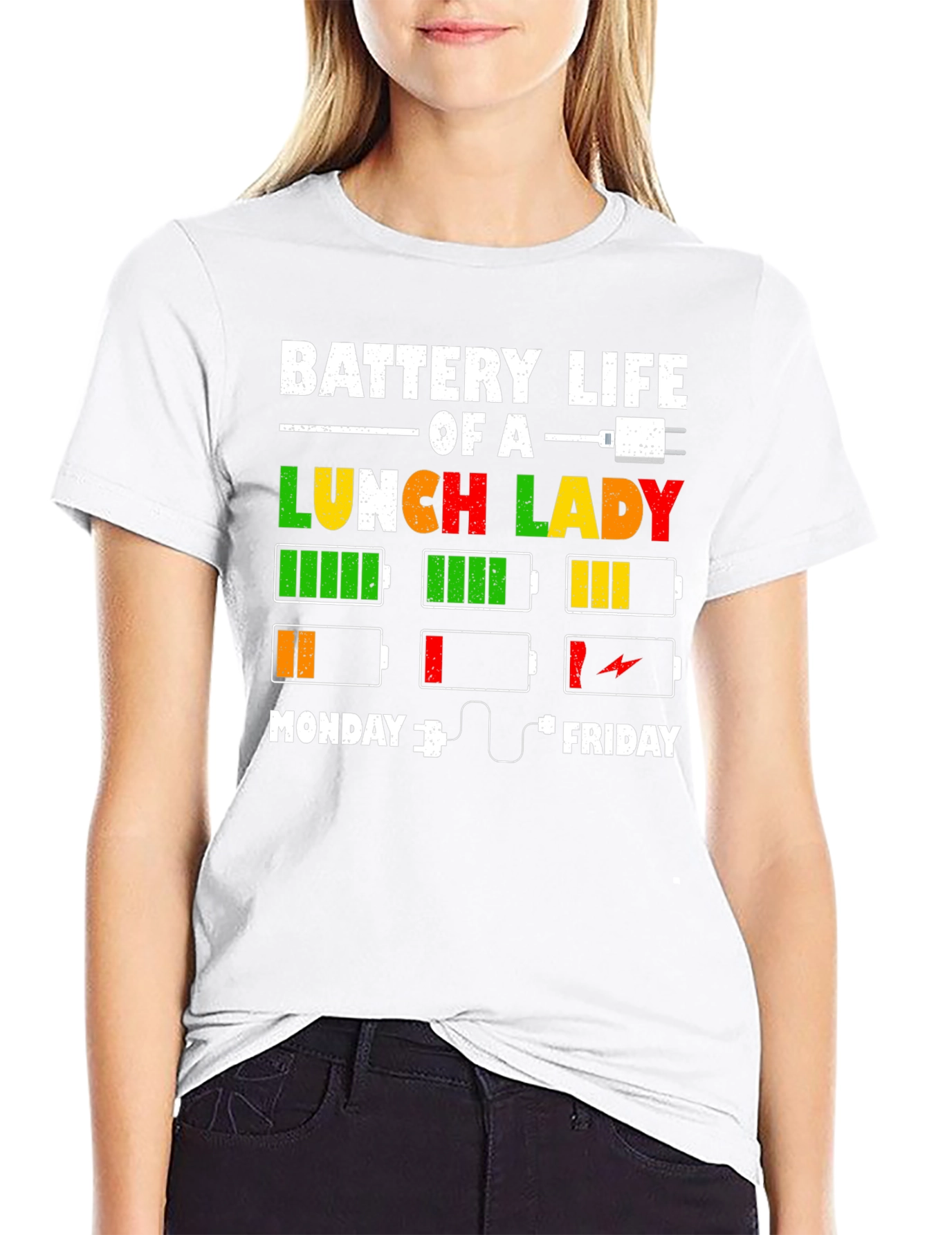 Black Battery Life of a Lunch Lady T-Shirt view 9