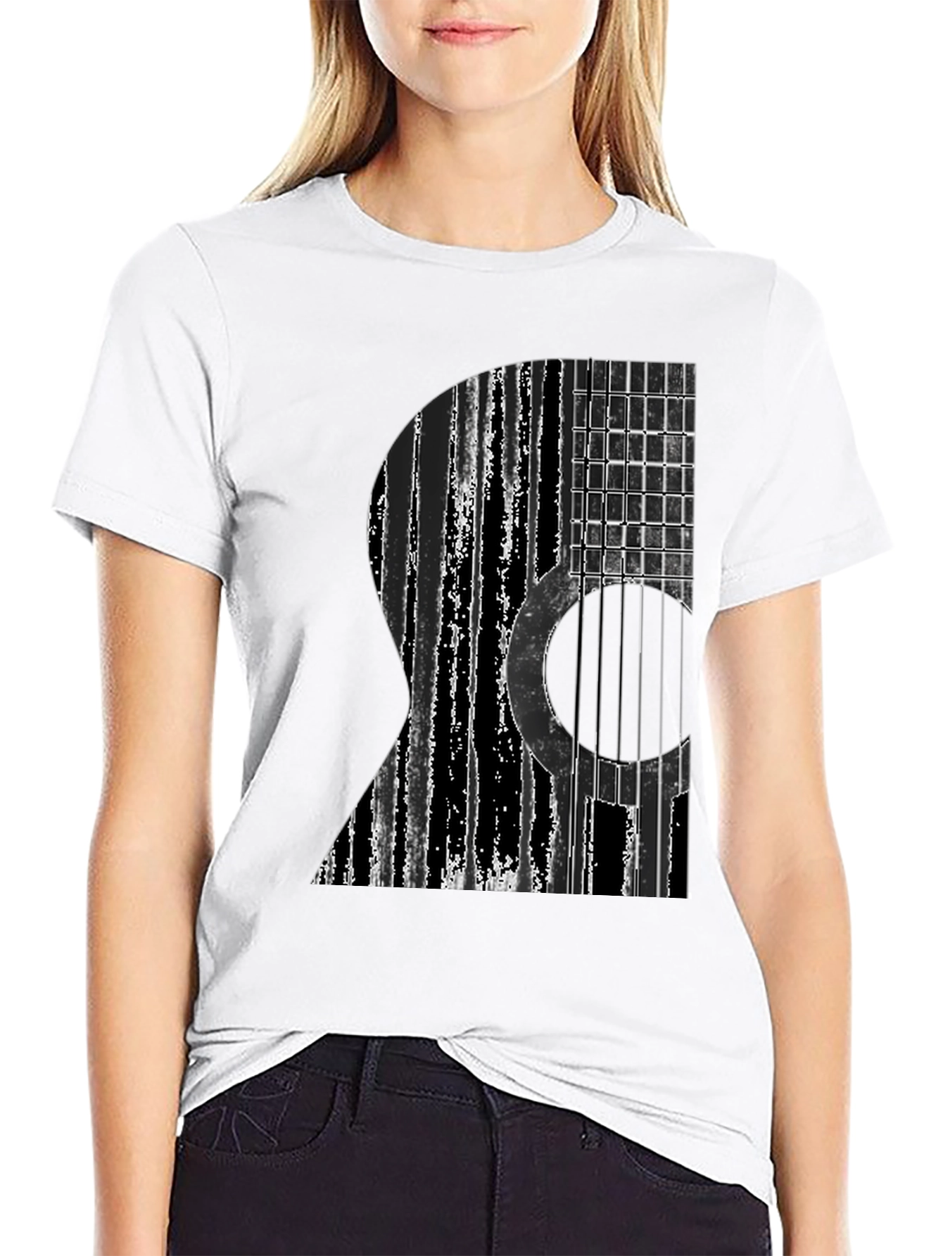 Black Acoustic Guitar Graphic Tee - Black view 9