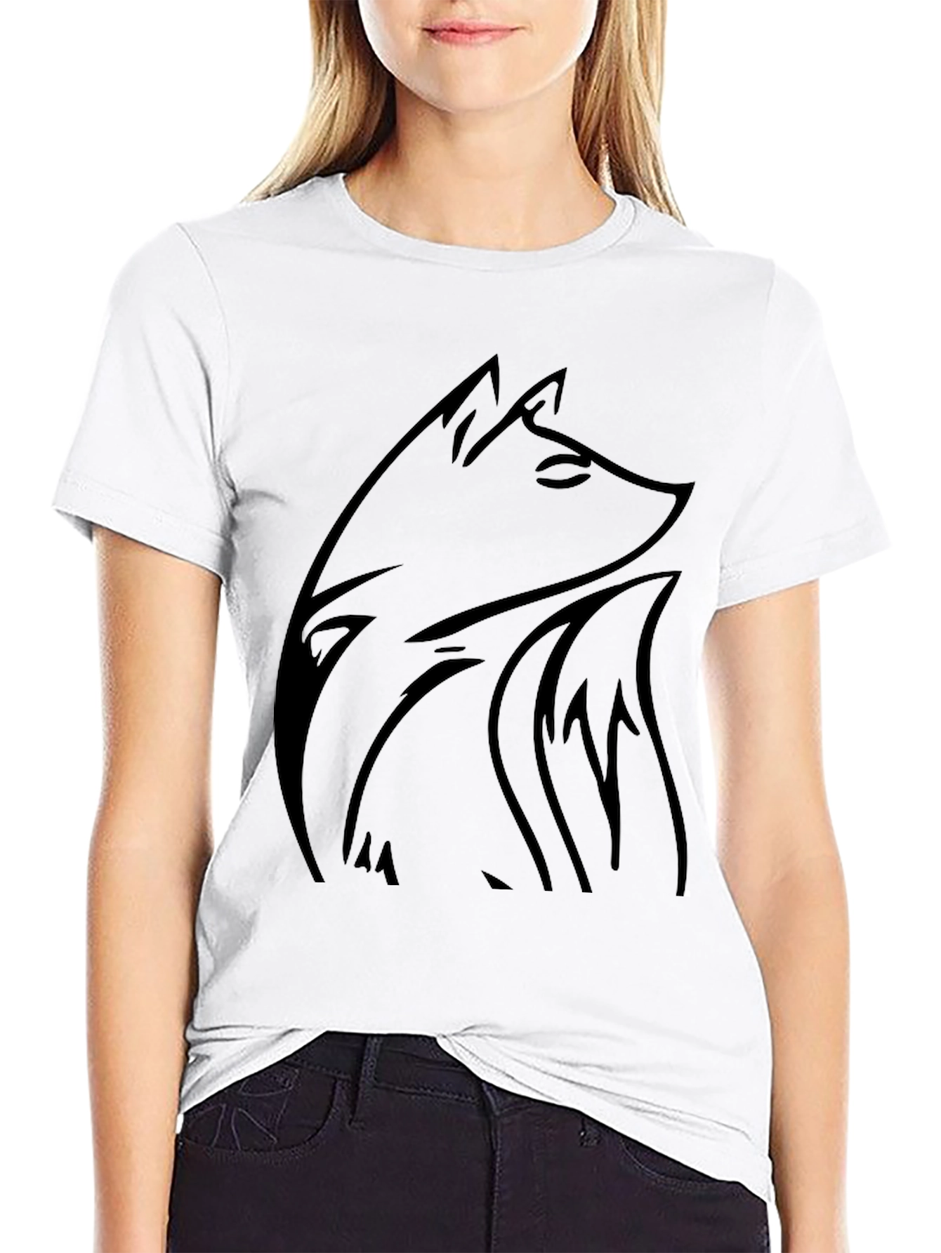Black Black Wolf Graphic Tee - Stylish Casual Wear view 9
