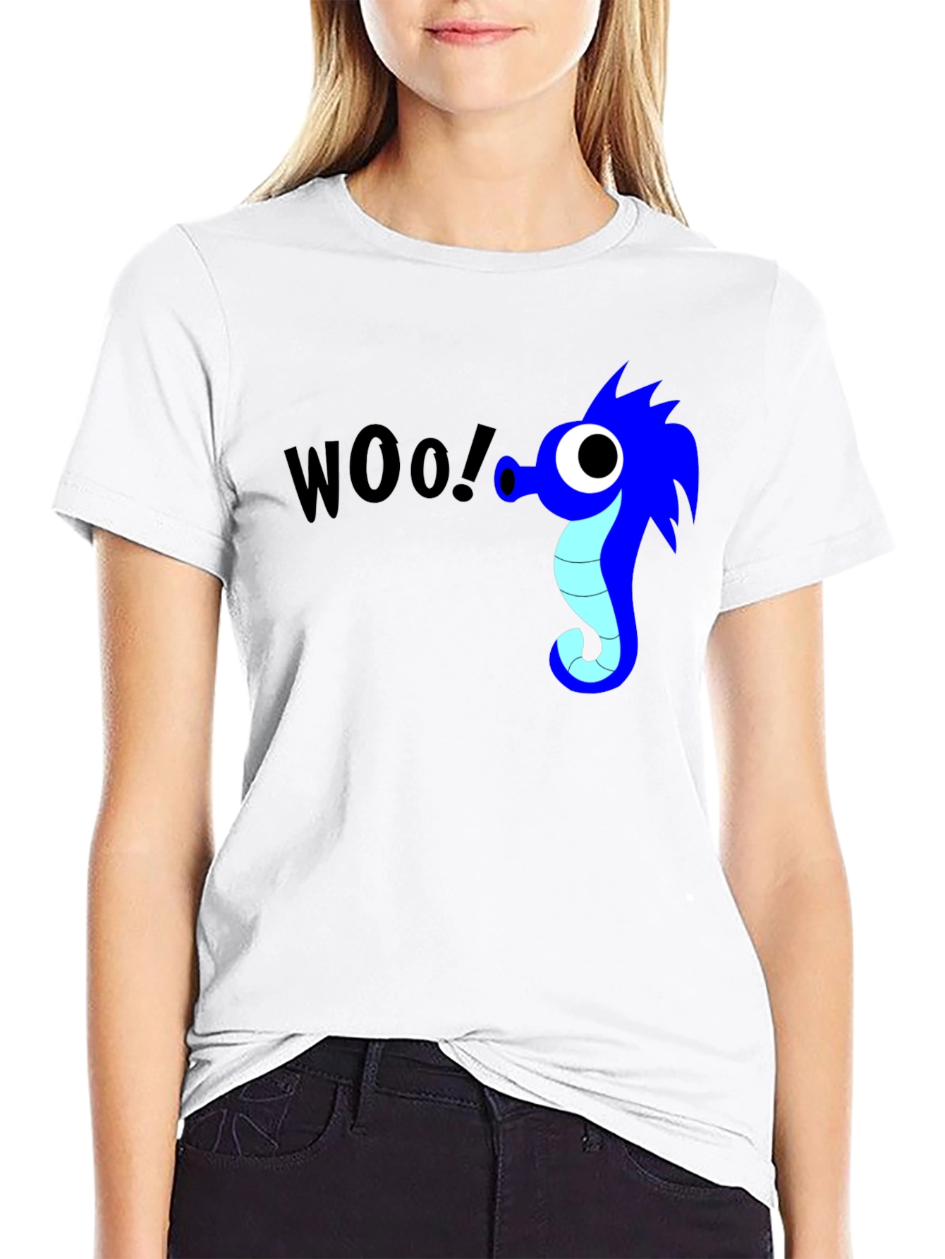 Black Woo! Seahorse Graphic Black T-Shirt view 9