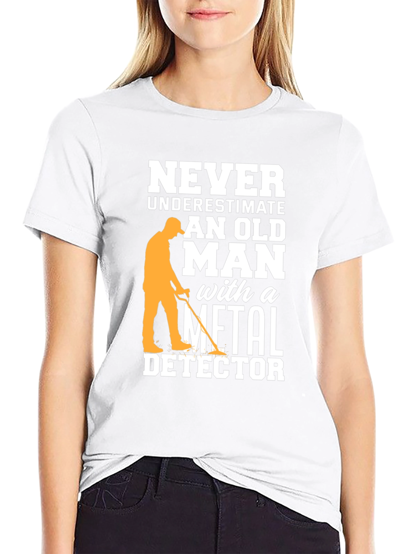 Black Funny Metal Detector Old Man Black T-Shirt view 9