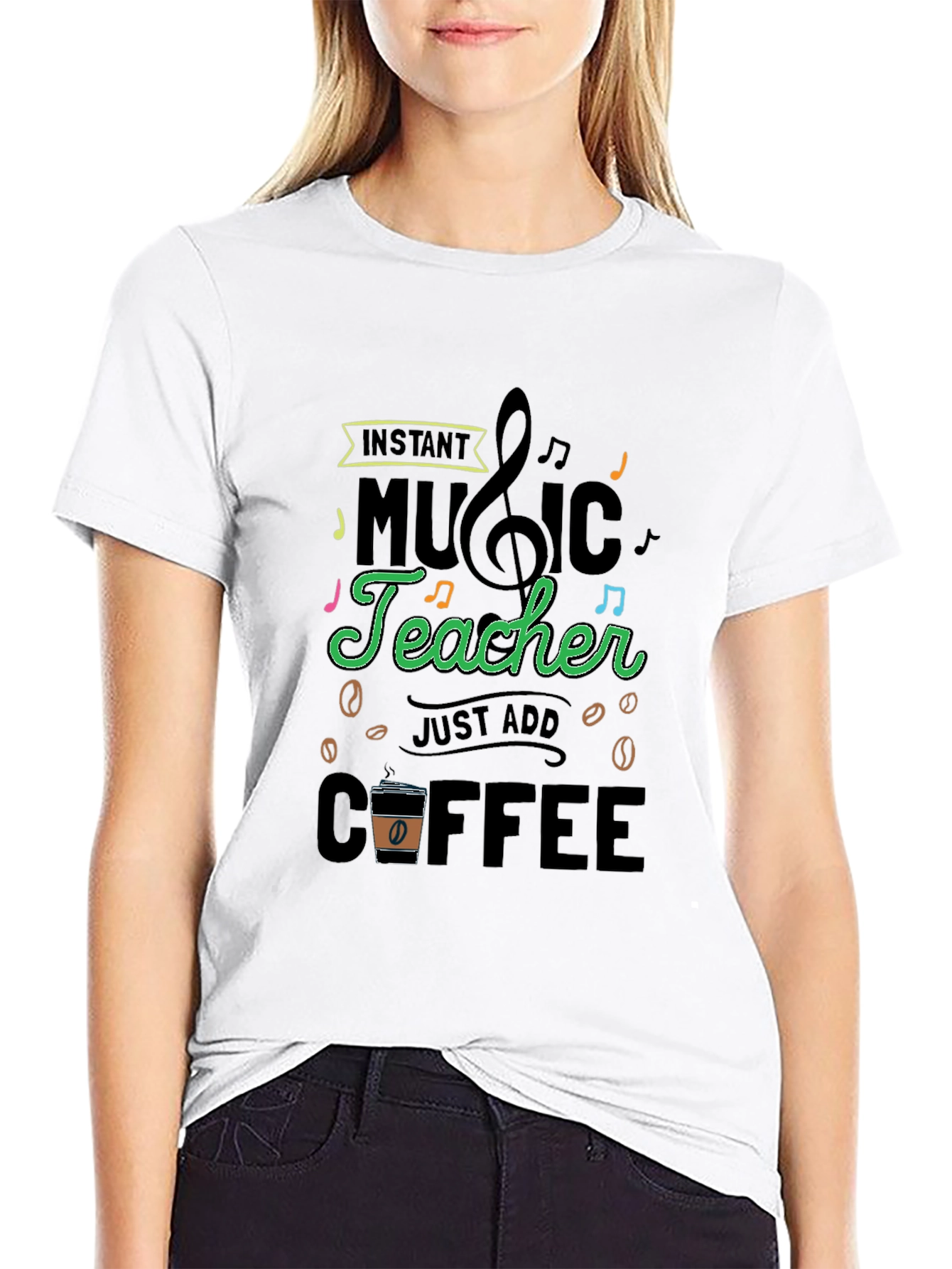 Black Instant Music Teacher T-Shirt - Just Add Coffee! view 9