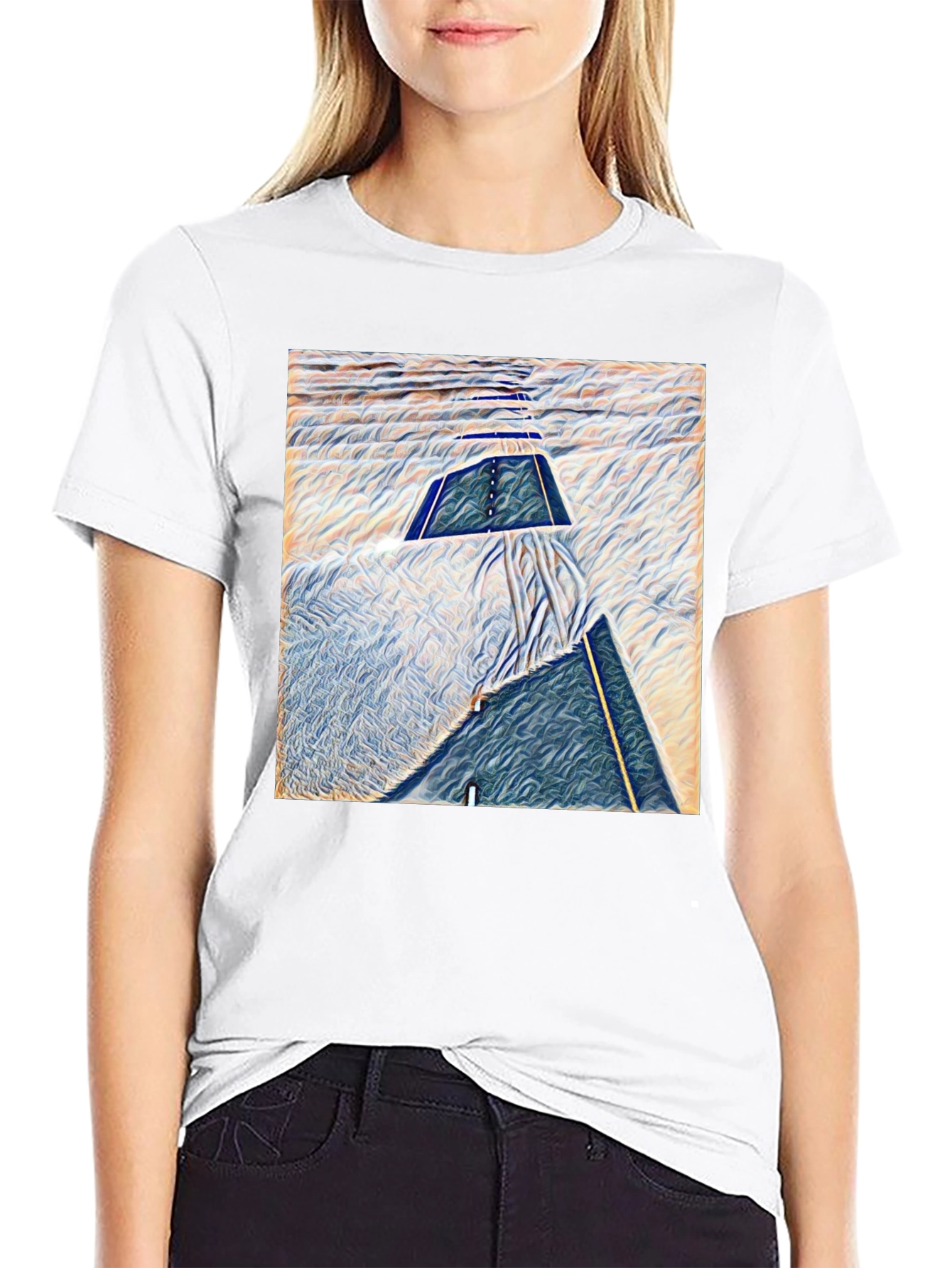 Black Abstract Art T-Shirt - Modern Graphic Tee view 9