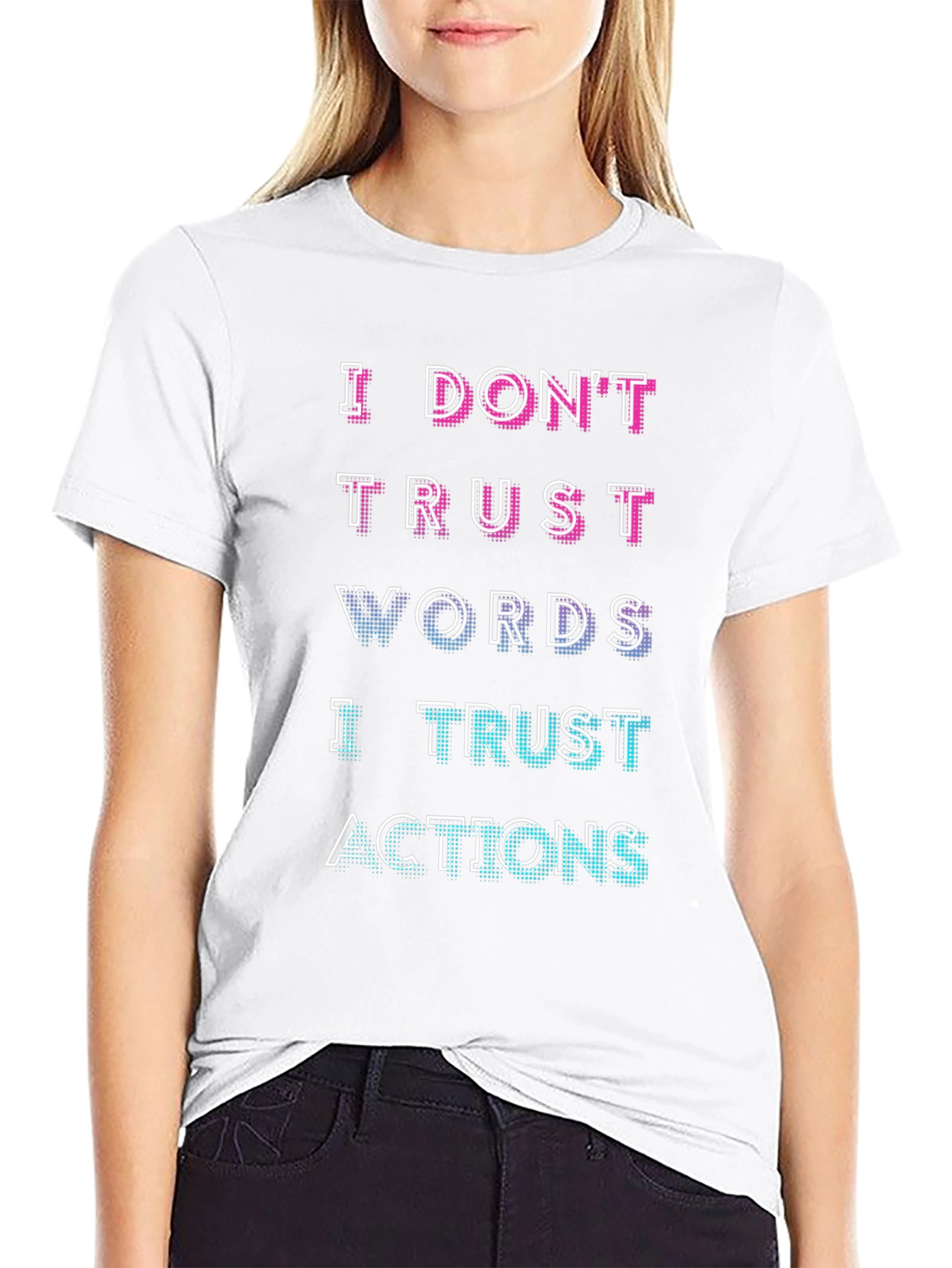 Black Trust Actions Tee - Motivational Graphic T-Shirt view 9