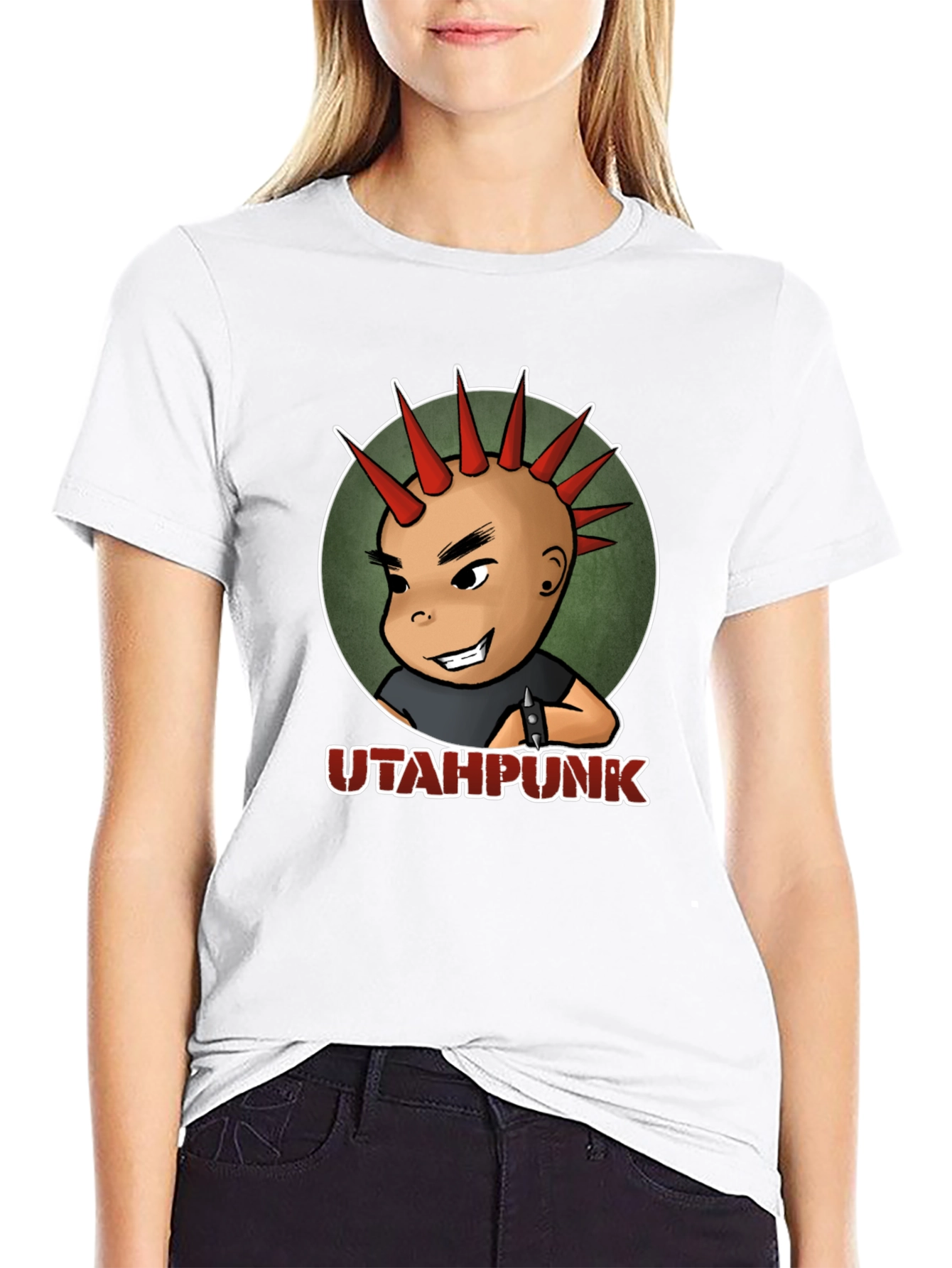 Black UTAH PUNK Graphic T-Shirt - Cool Punk Kid Design view 9