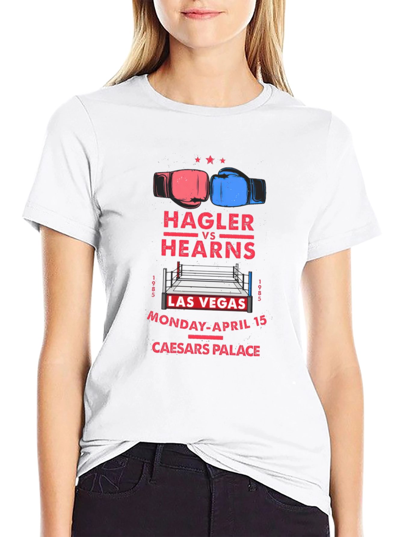 Black Hagler vs Hearns Boxing Match T-Shirt view 9