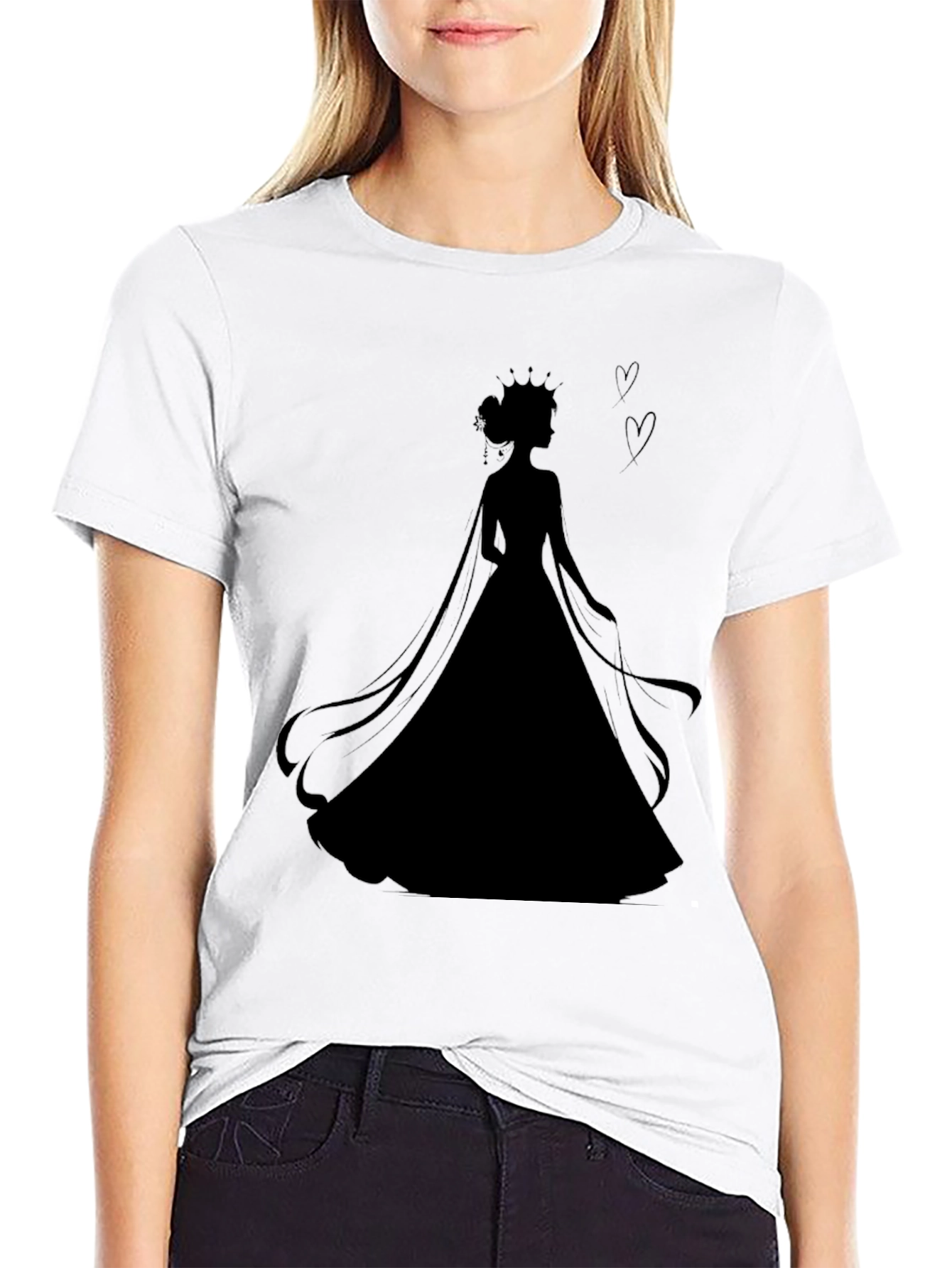 Black Queen Silhouette Black T-Shirt view 9