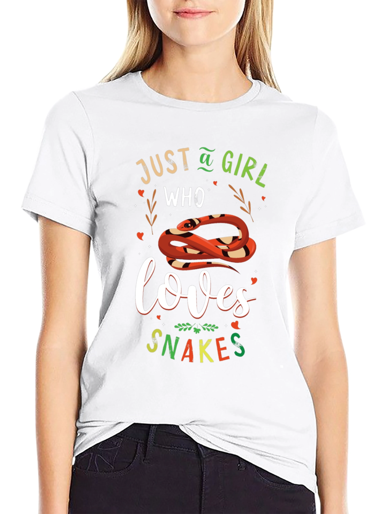 Black Just A Girl Who Loves Snakes Graphic T-Shirt view 9