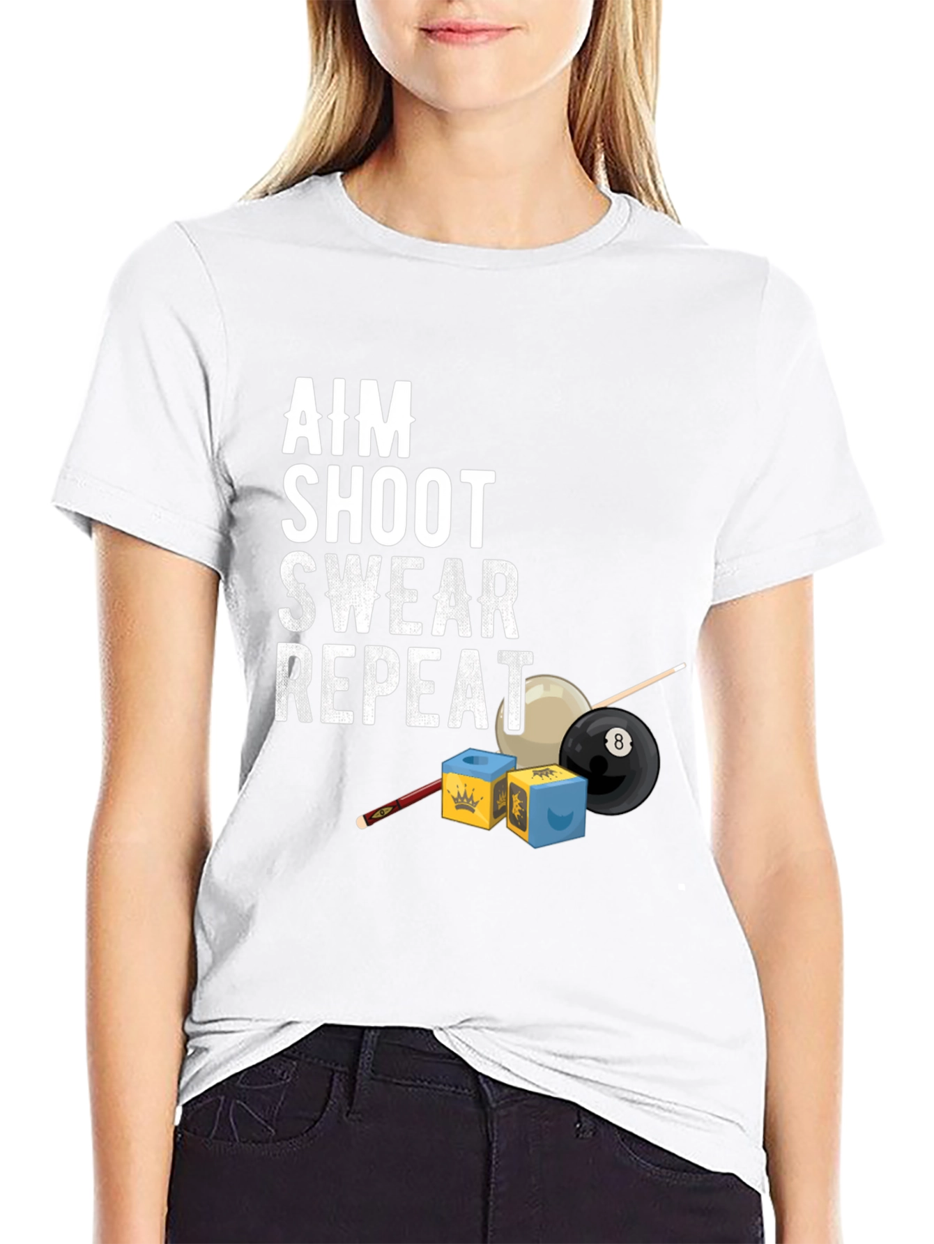 Aim Shoot Swear Repeat Billiards T-Shirt - 9